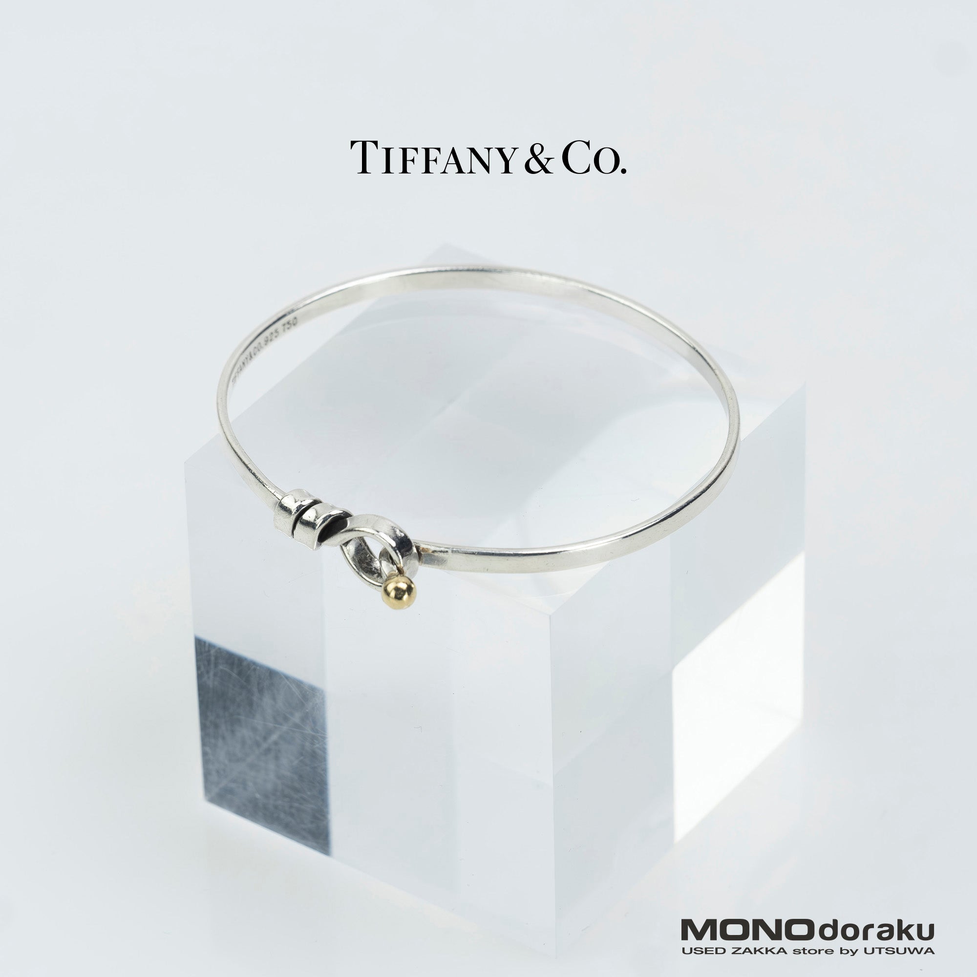 Tiffany & Co. Flat Wire Love Knot Bangle Bracelet Women's Accessory 925 Silver K18 9.48g (1)