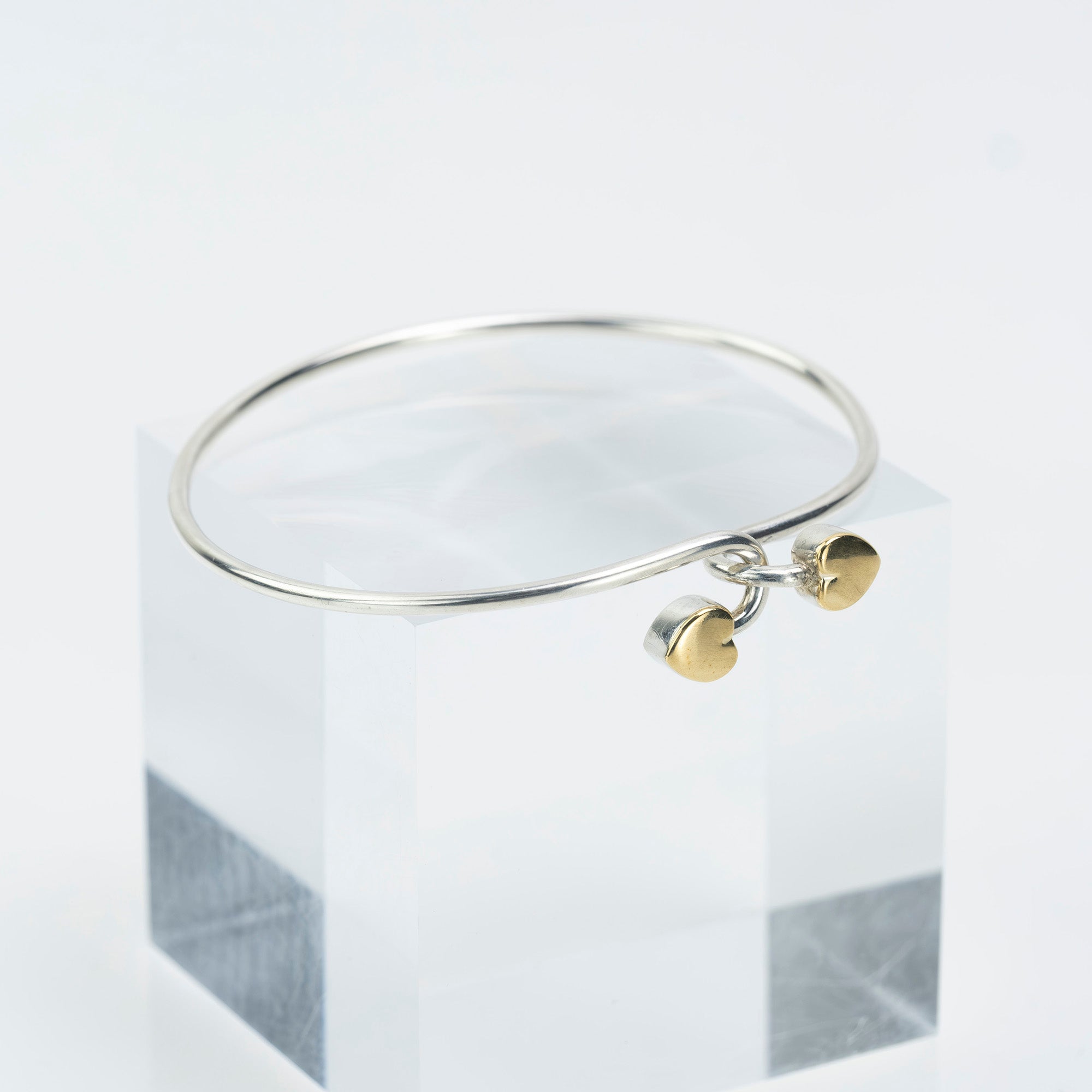 Tiffany & Co. Double Heart Bangle Bracelet Women's Accessory Silver 925 K18
