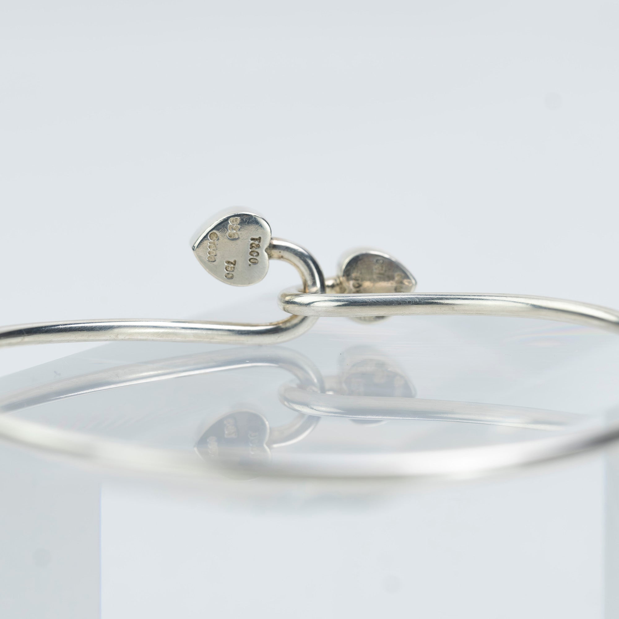 Tiffany & Co. Double Heart Bangle Bracelet Women's Accessory Silver 925 K18