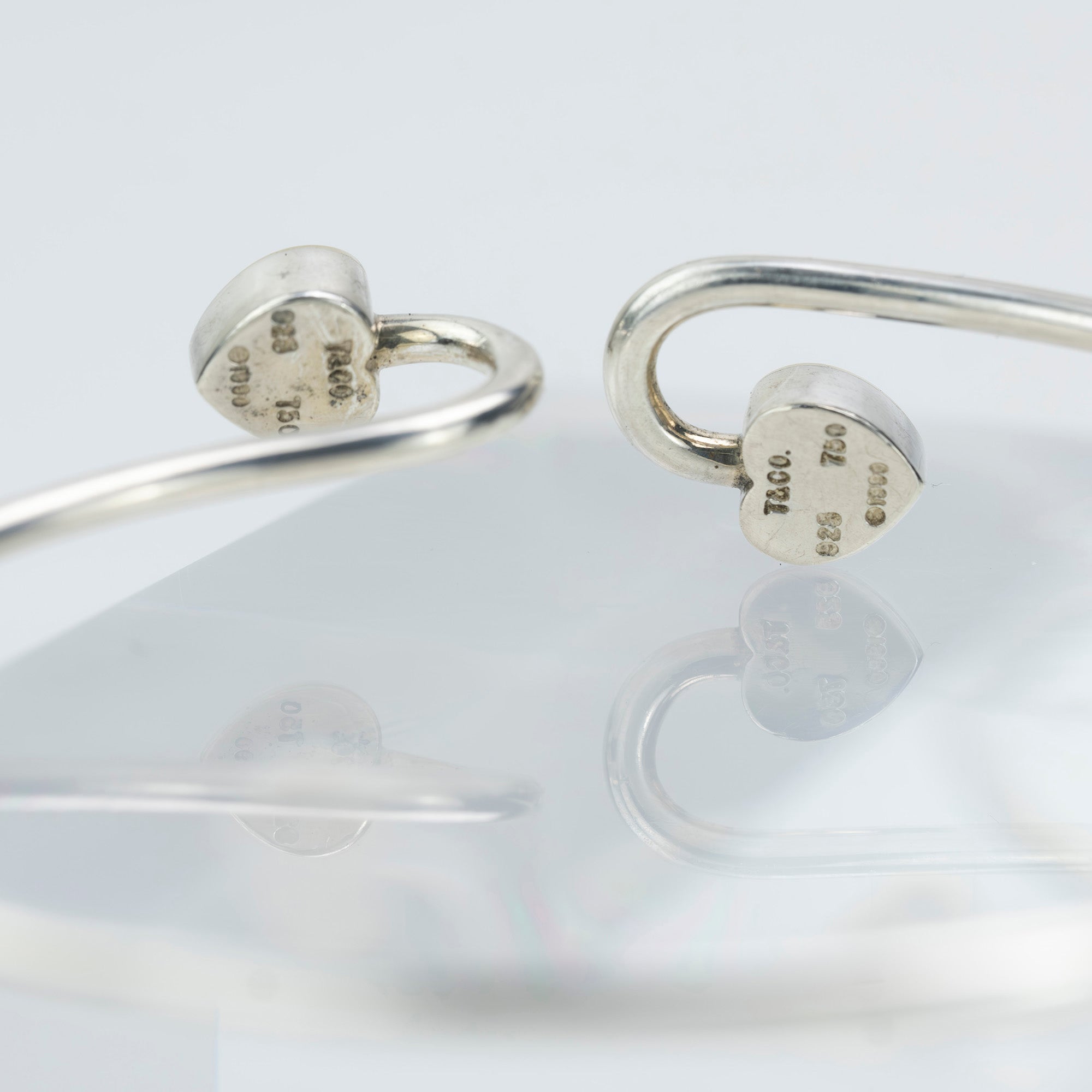 Tiffany & Co. Double Heart Bangle Bracelet Women's Accessory Silver 925 K18