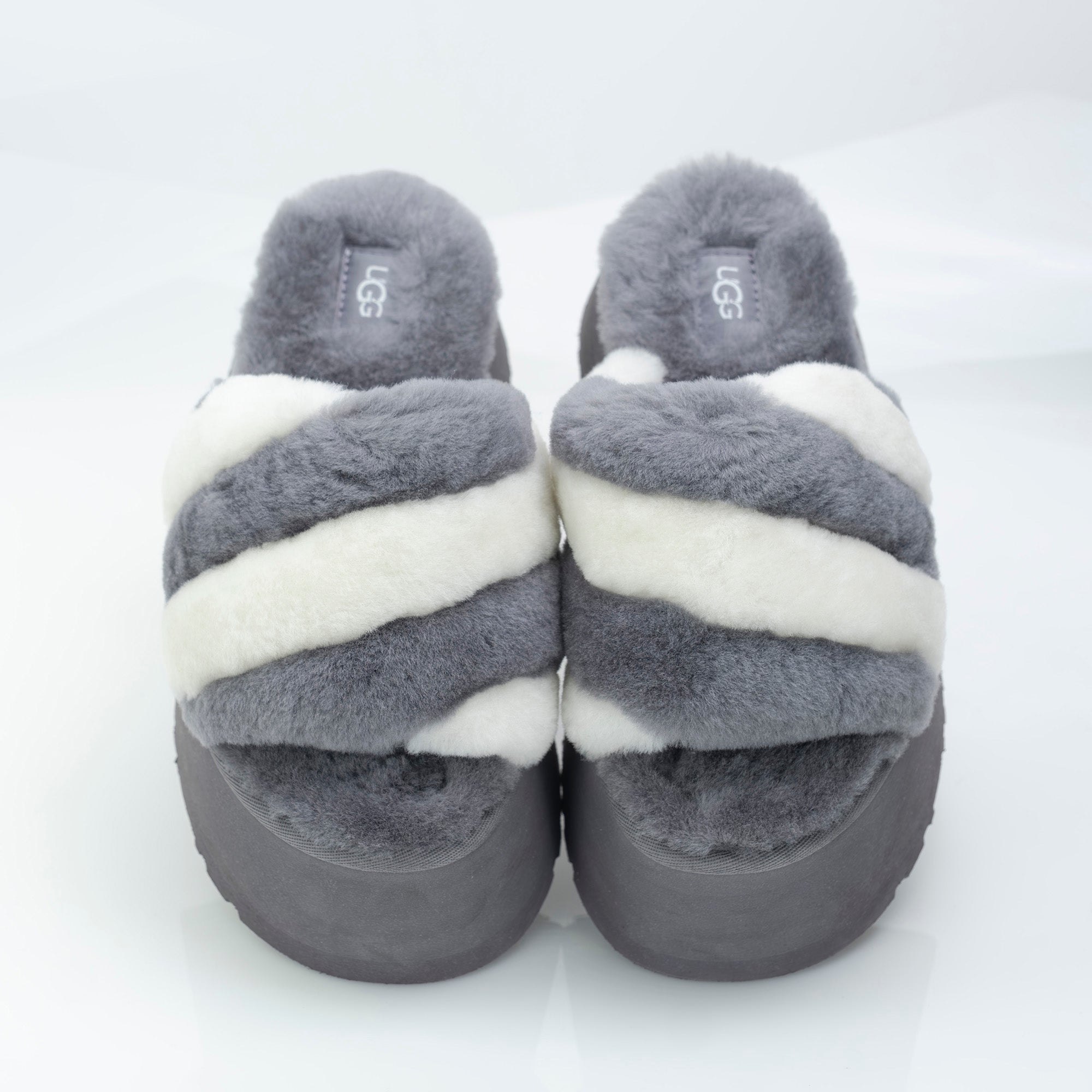 UGG Disco Stripe Slide Women's Sandals 22cm Grey x White Good Condition