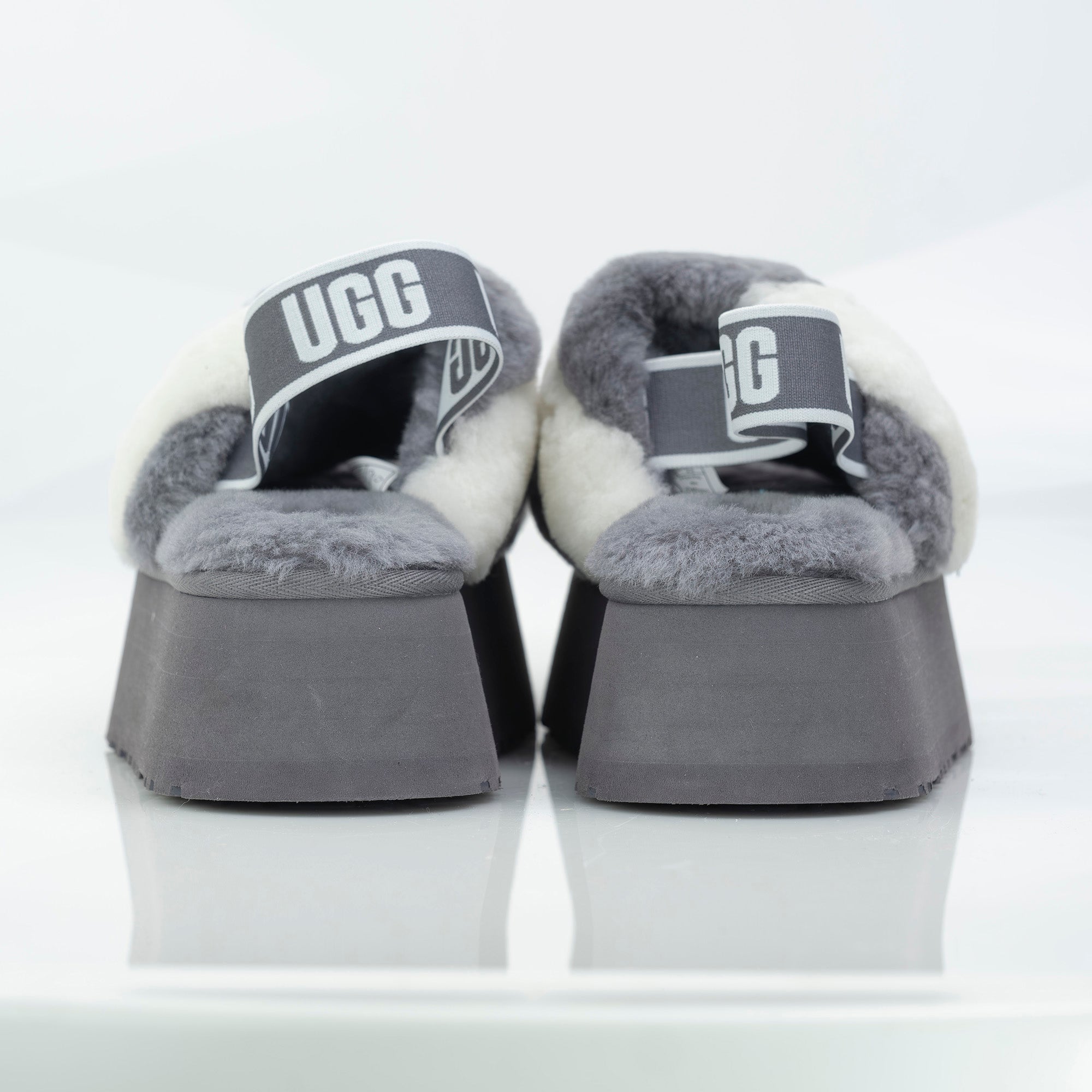 UGG Disco Stripe Slide Women's Sandals 22cm Grey x White Good Condition