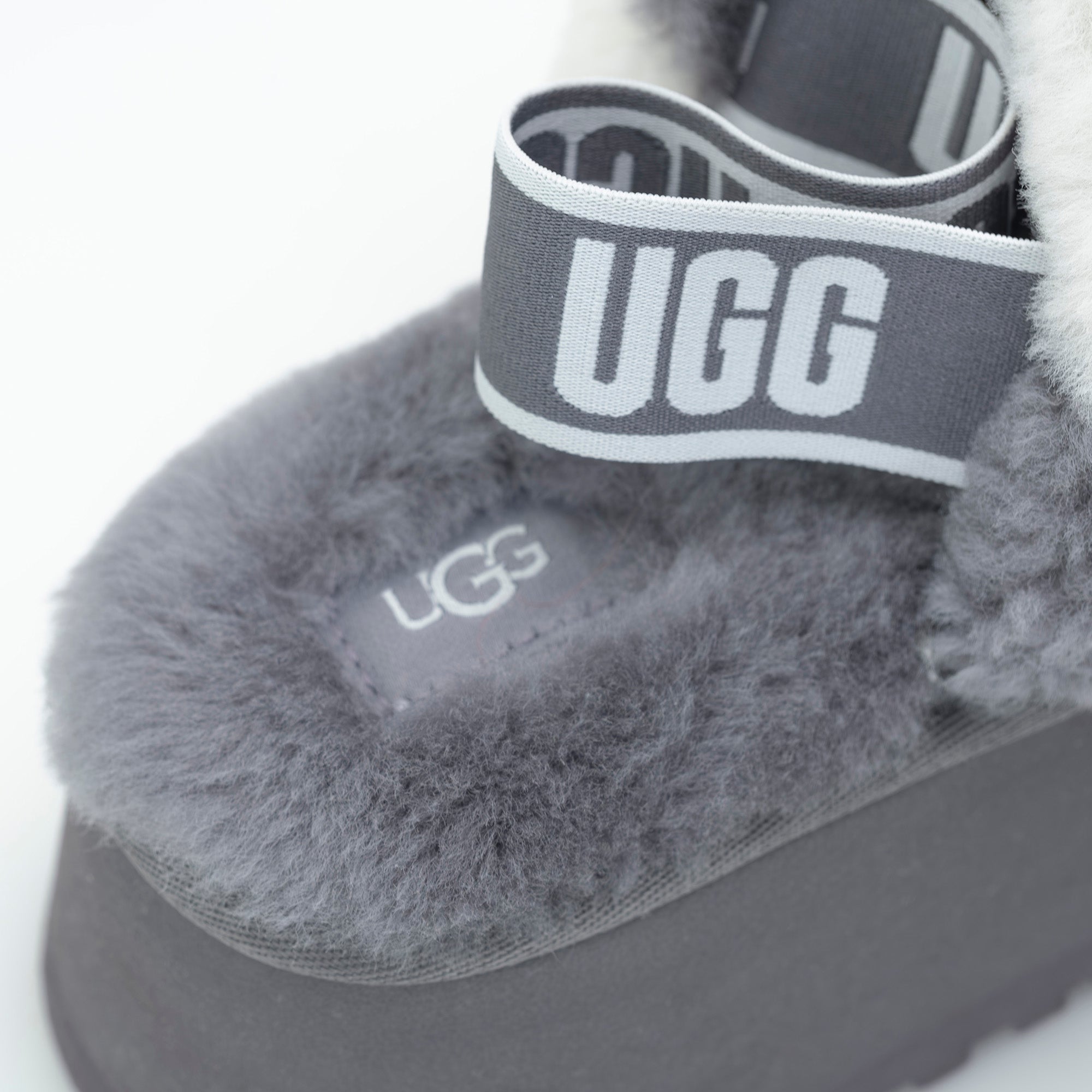 UGG Disco Stripe Slide Women's Sandals 22cm Grey x White Good Condition