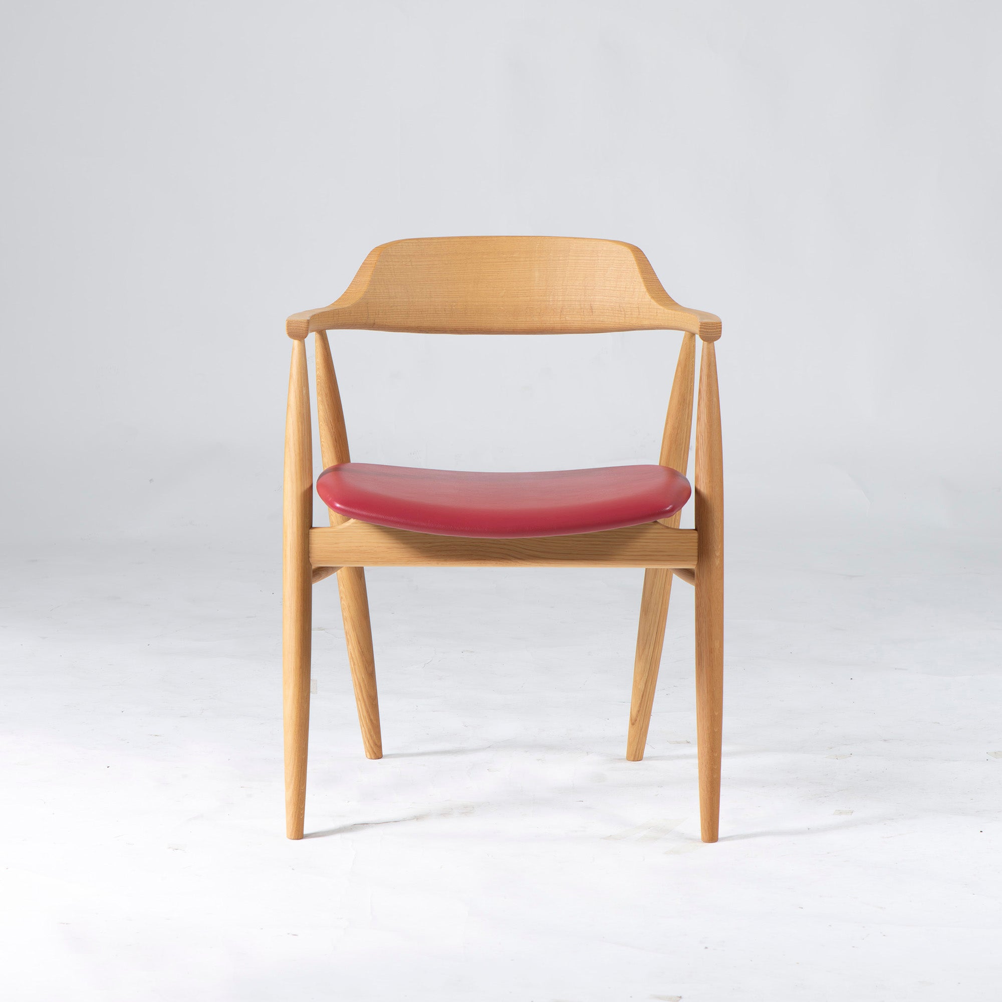 Dining chair Kashiwa Mokko EDC81 Half arm chair Oak wood PU leather (2) Oak wood Solid wood Discontinued Natural Nordic Japanese modern Hida