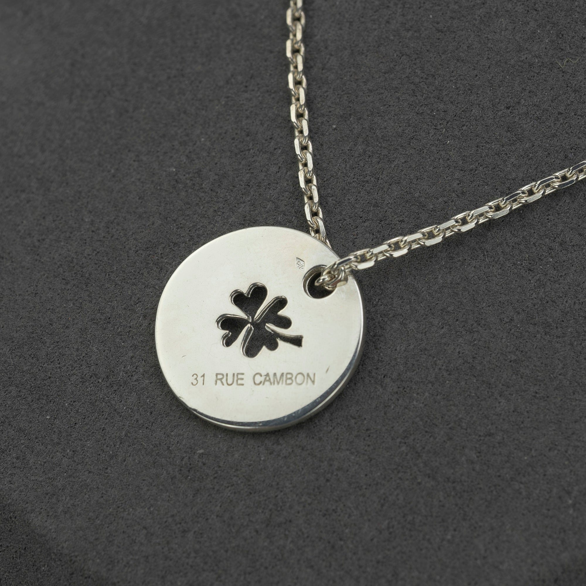CHANEL Clover motif necklace, silver 925, vintage