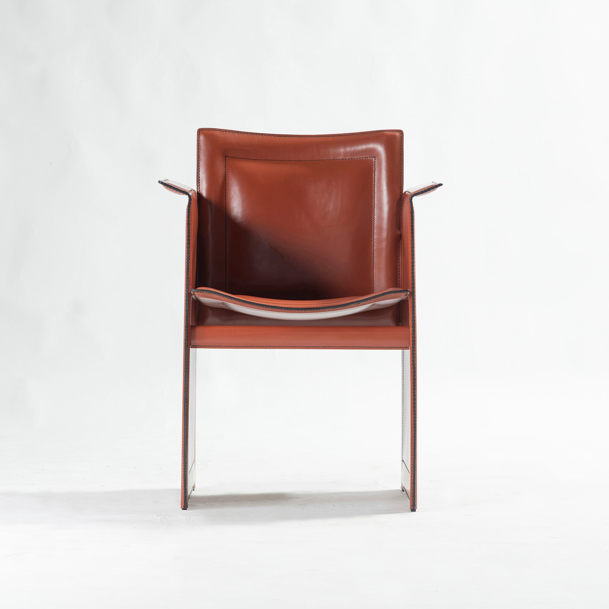Dining Chair Italian Vintage 1970s Arrben Solaria Leather Armchair Reddish Brown (1) Genuine Leather Glass Leather Made in Italy Italian Modern