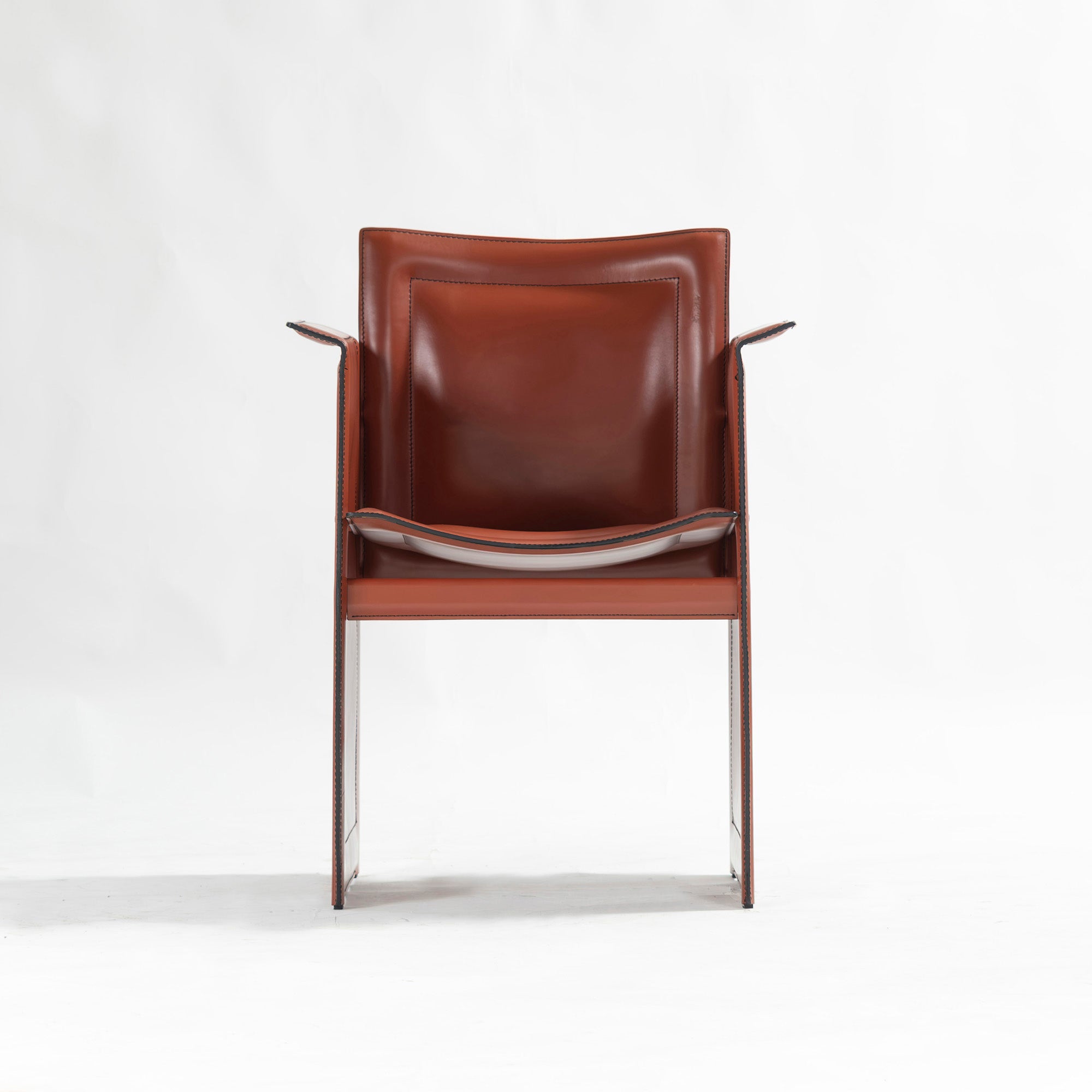 Dining Chair Italian Vintage 1970s Arrben Solaria Leather Armchair Reddish Brown (2) Genuine Leather Glass Leather Made in Italy Italian Modern