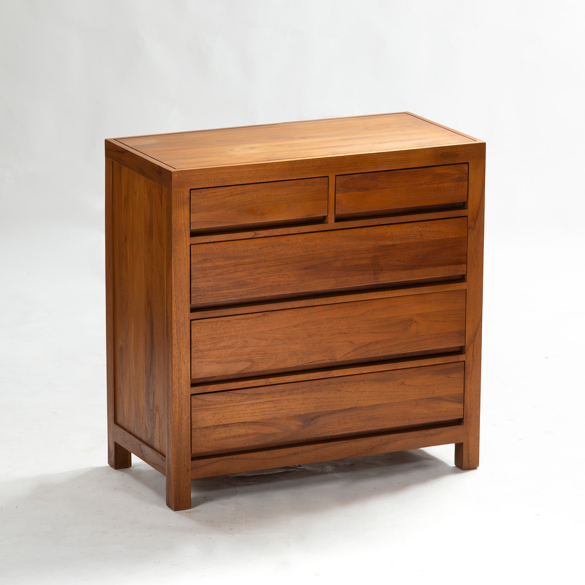 Chest of Drawers Scanteek SCANTEAK Solid Teak Wood 4 Tiers 5 Drawers Scandinavian Design Natural Modern Asian Design Storage Furniture Living Room Storage