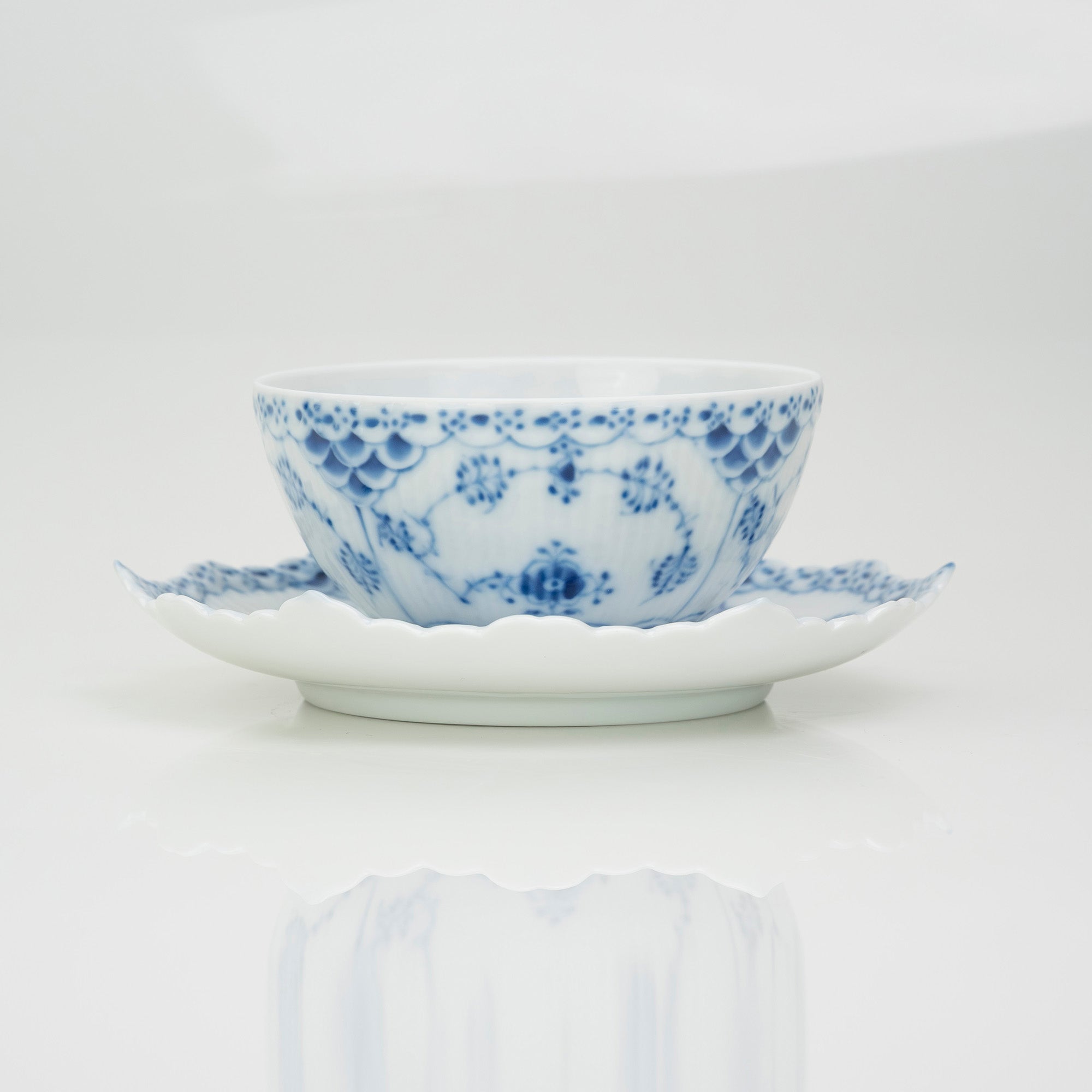 Royal Copenhagen Blue Fluted Full Lace Teacup & Saucer 1992-1999 (2)
