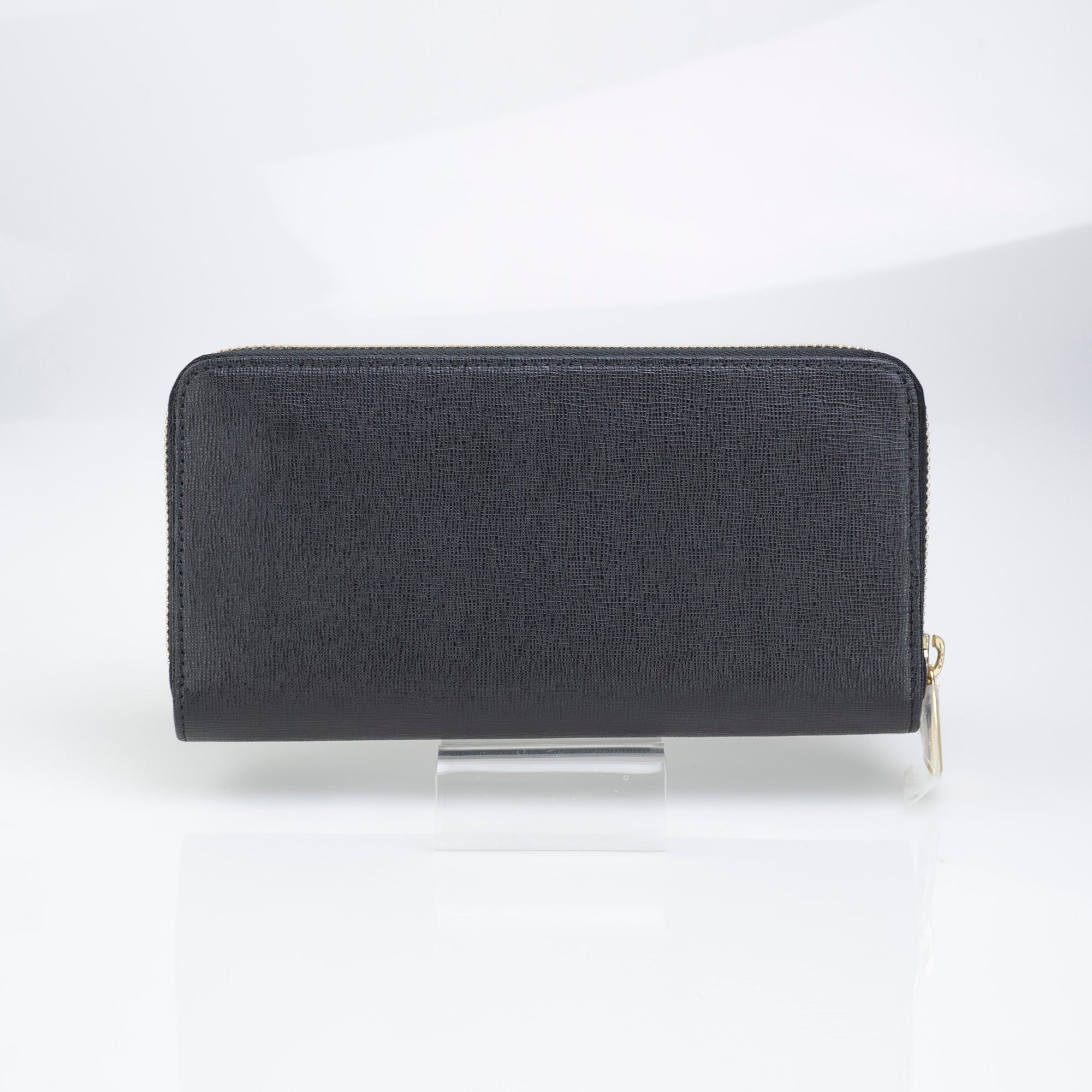 FURLA BABYLON long wallet in Saffiano leather with a round zipper, black, excellent condition, box and dust bag included