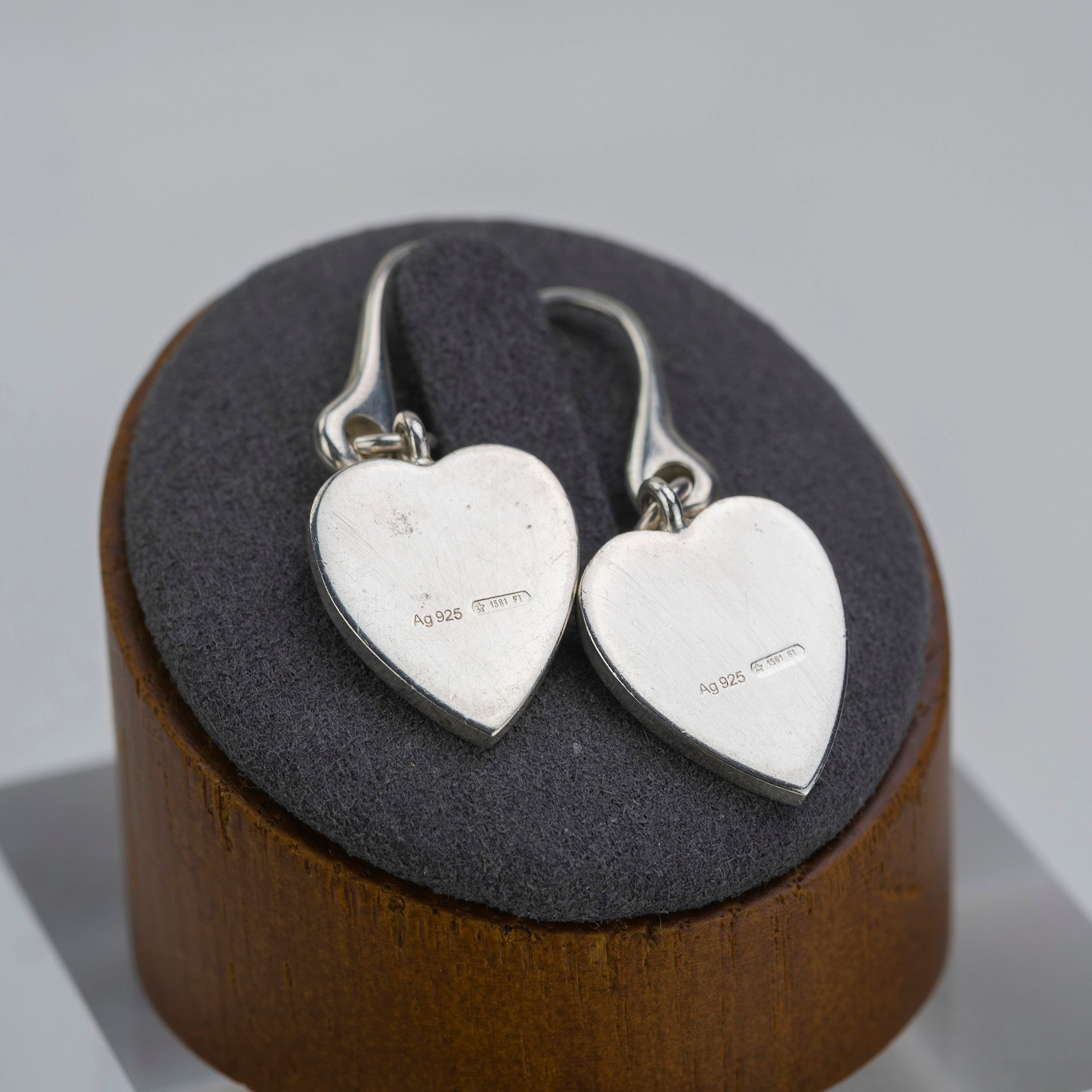 Gucci Hook Earrings in Sterling Silver with Trademark Heart Shape, Box and Dust Bag Included