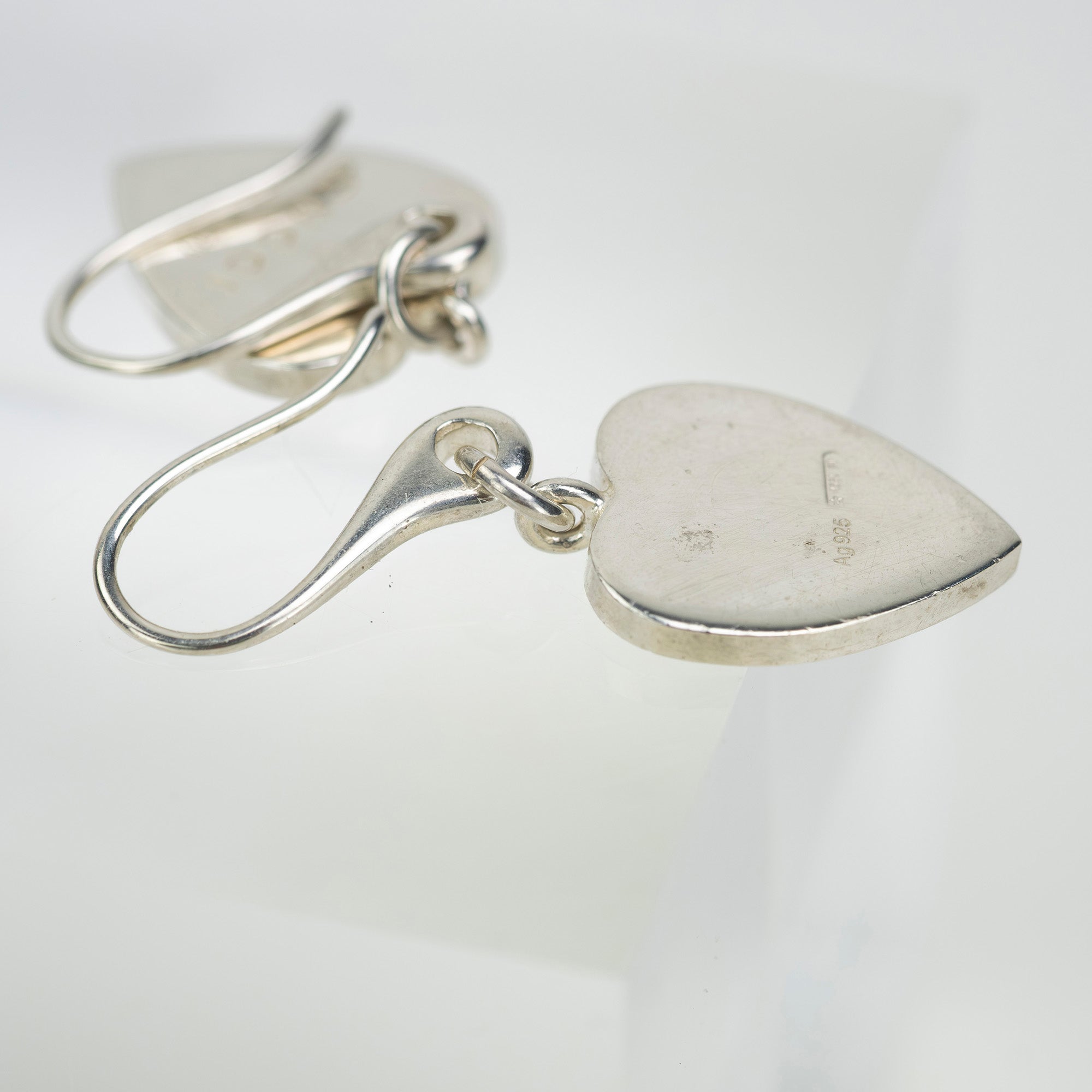 Gucci Hook Earrings in Sterling Silver with Trademark Heart Shape, Box and Dust Bag Included