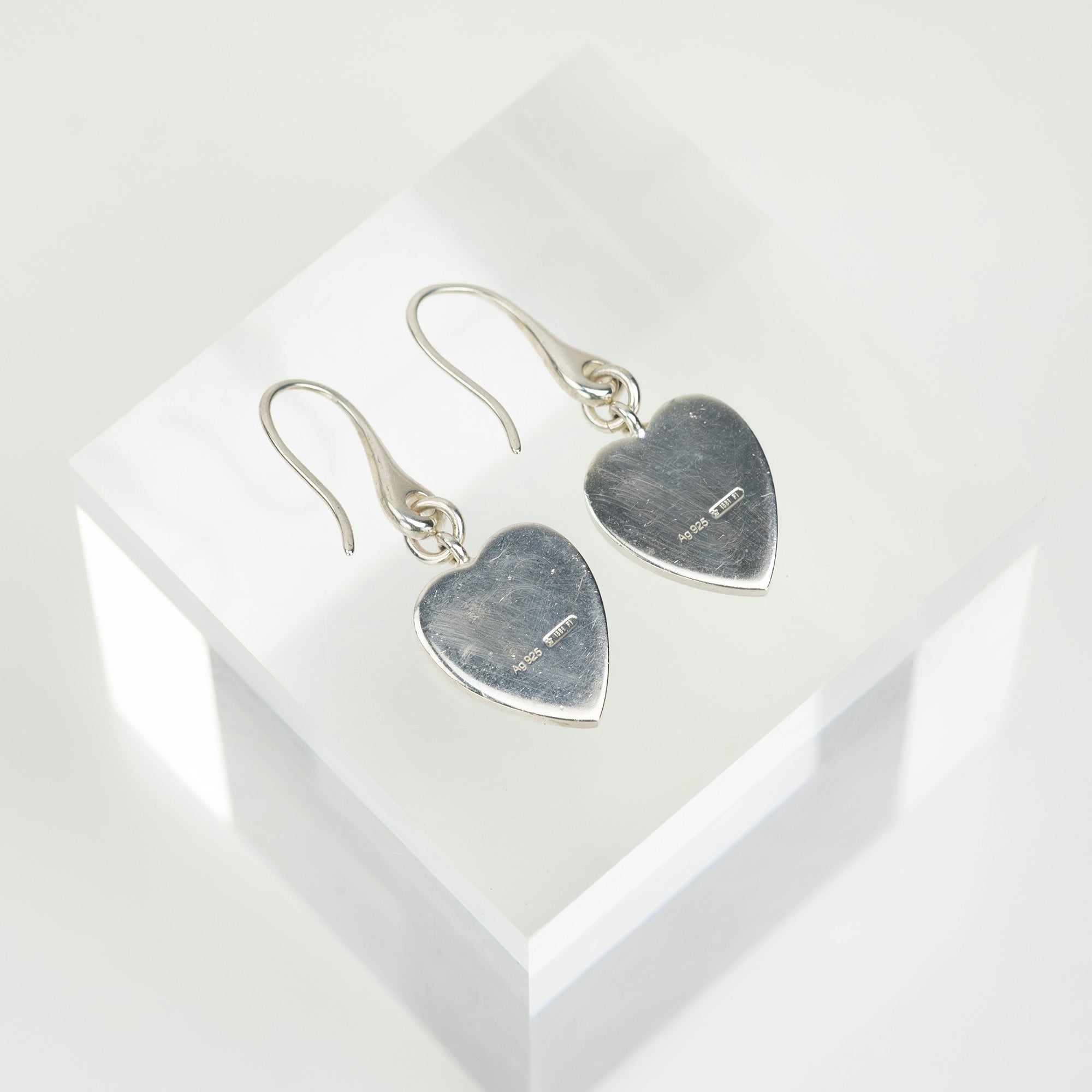Gucci Hook Earrings in Sterling Silver with Trademark Heart Shape, Box and Dust Bag Included