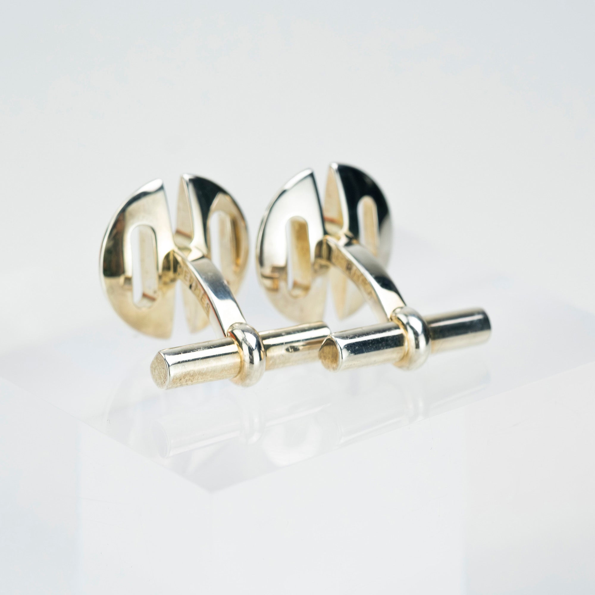 Hermès Cufflinks, Silver 925, H Logo Motif, Men's Accessories, Box Included