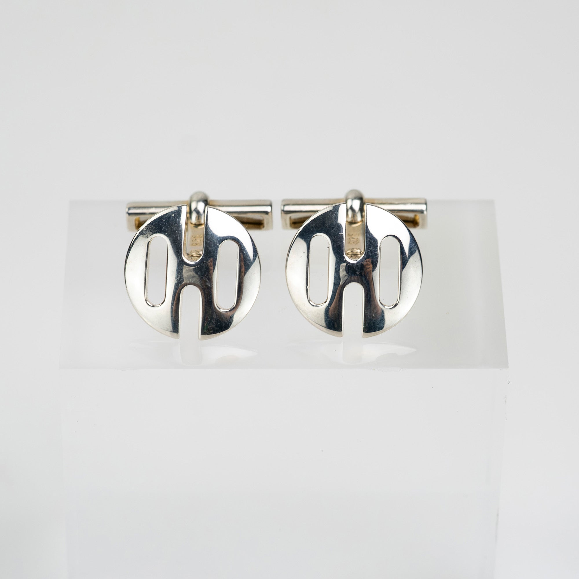 Hermès Cufflinks, Silver 925, H Logo Motif, Men's Accessories, Box Included