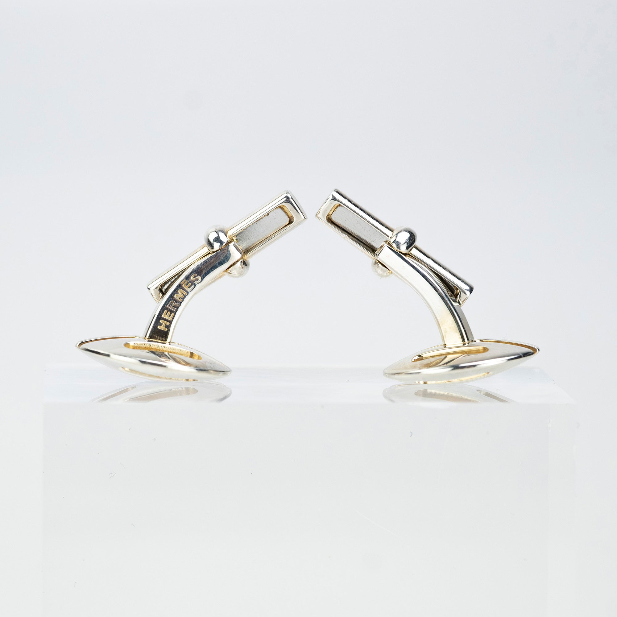Hermès Cufflinks, Silver 925, H Logo Motif, Men's Accessories, Box Included