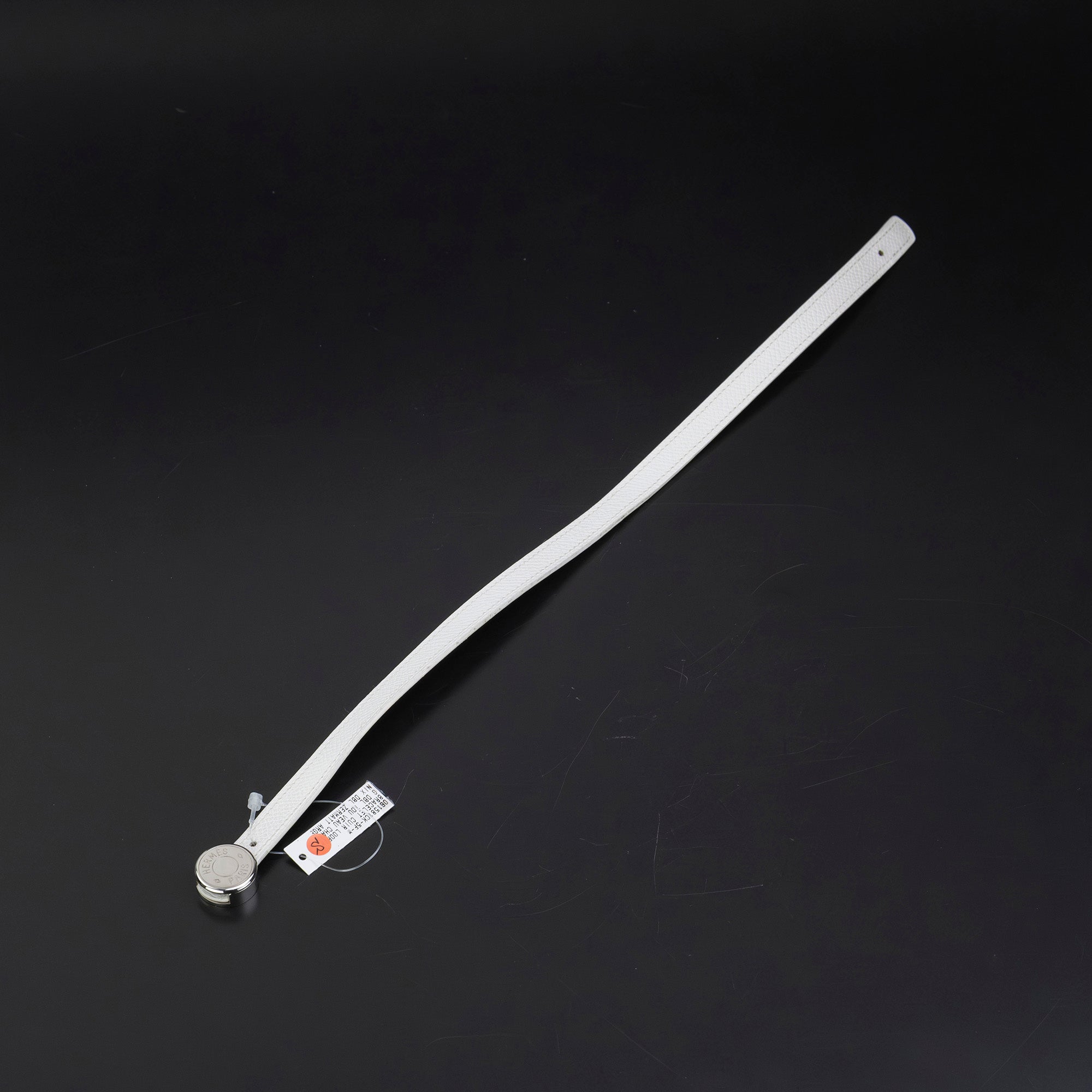 Hermès Serie Double Tour Looping Leather Bracelet in White and Silver, N Stamped, Excellent Condition, Boxed and with Tags