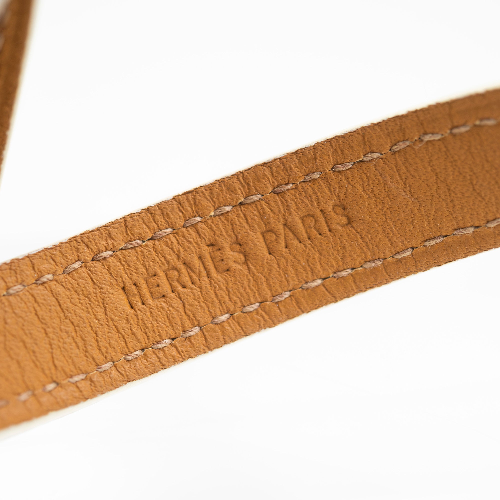 Hermès Serie Double Tour Looping Leather Bracelet in White and Silver, N Stamped, Excellent Condition, Boxed and with Tags
