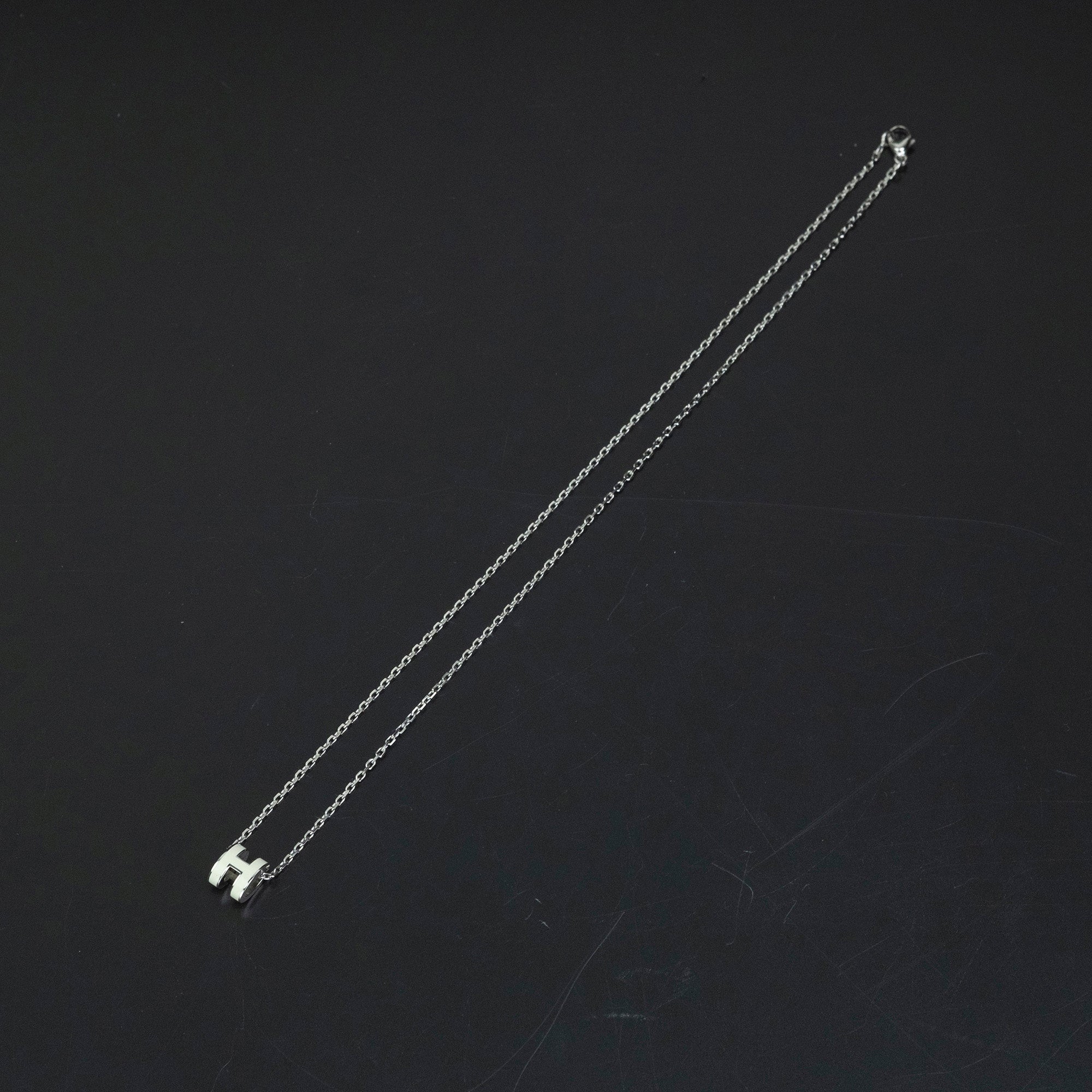 Hermès Pop Ash Mini Necklace in White and Silver Metal with H Logo, Box and Dust Bag Included
