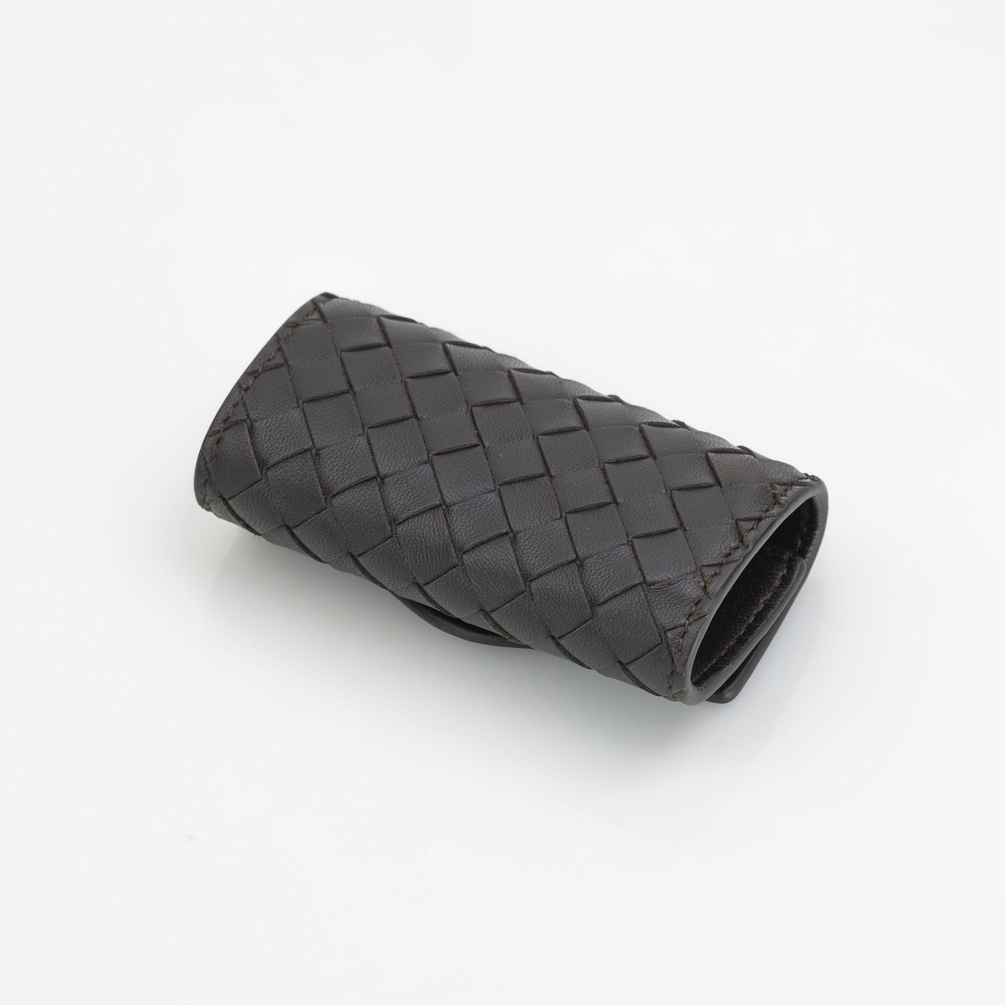 Bottega Veneta Intrecciato 4-Key Case, Brown Leather, Excellent Condition