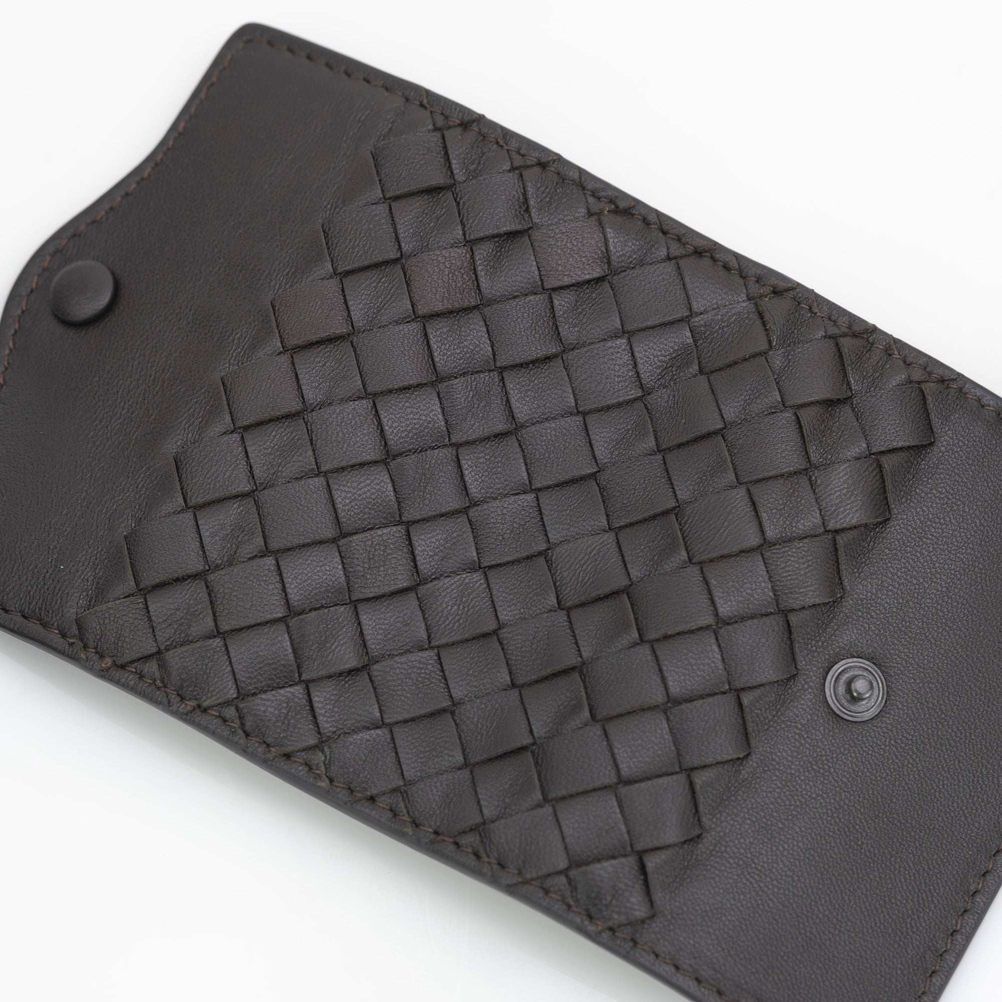 Bottega Veneta Intrecciato 4-Key Case, Brown Leather, Excellent Condition