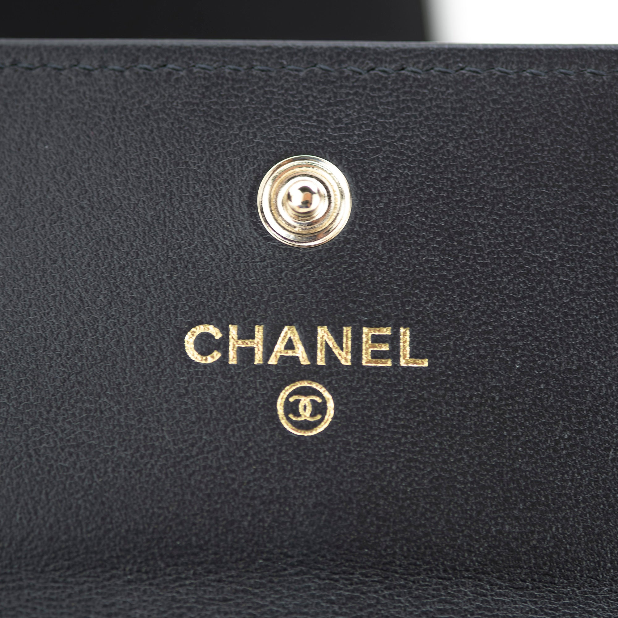 CHANEL Matelasse Lambskin Tri-fold Wallet with Coco Mark and Rhinestones, Black, Excellent Condition
