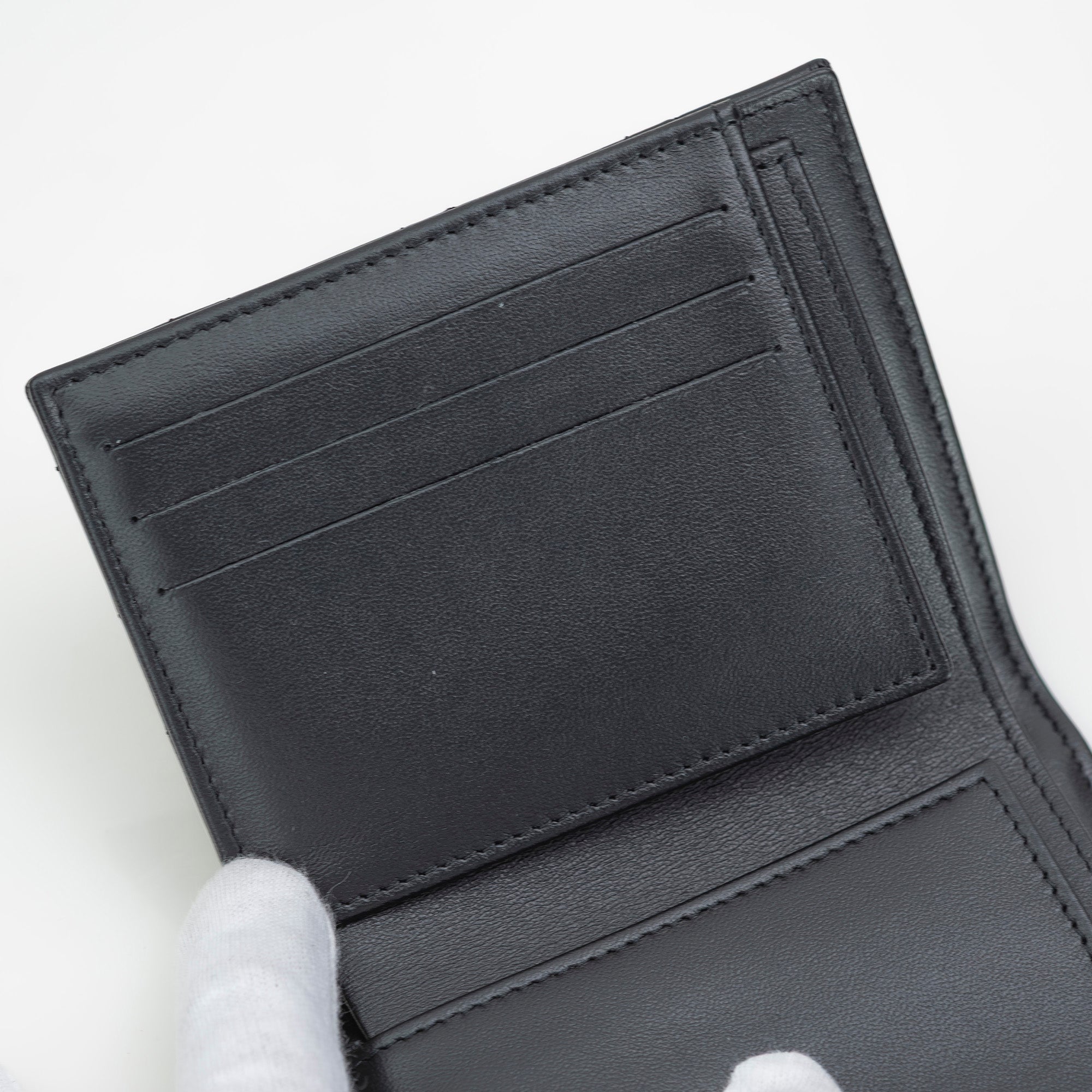 CHANEL Matelasse Lambskin Tri-fold Wallet with Coco Mark and Rhinestones, Black, Excellent Condition