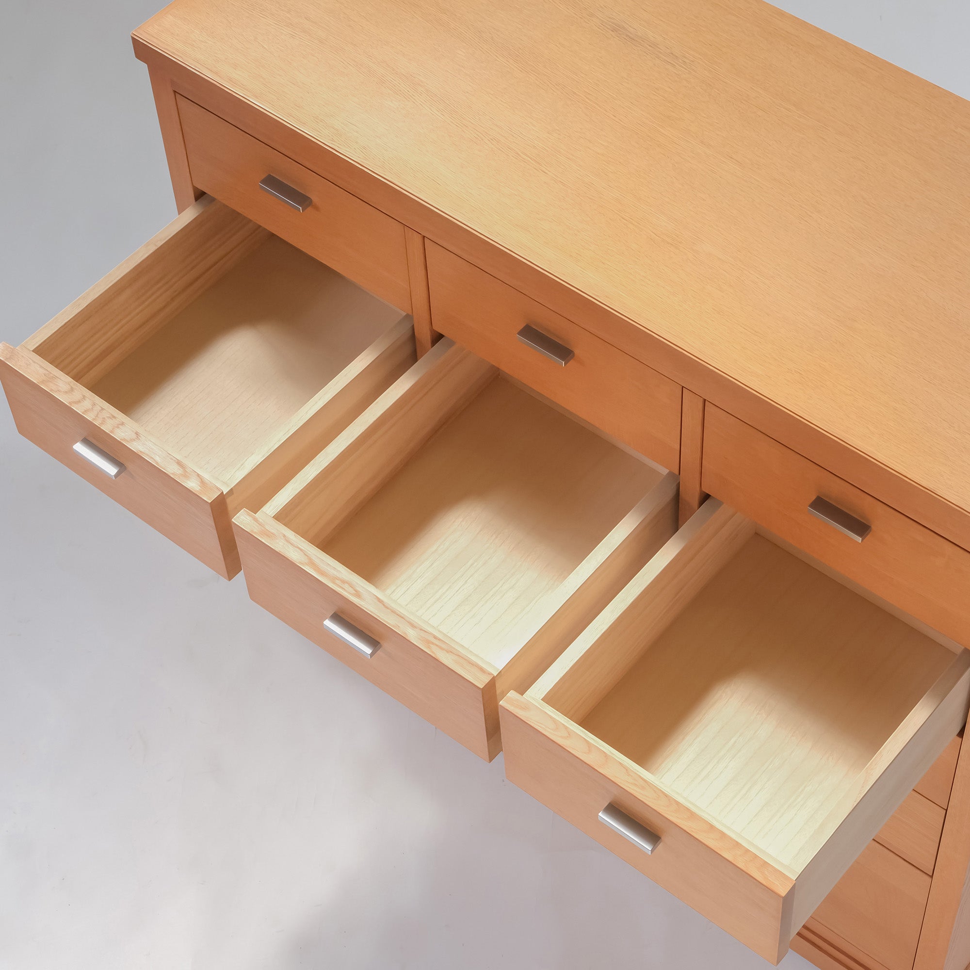 Fuchu Furniture Ville High Chest with 15 Drawers, Oak and Paulownia Wood, Japanese Modern Design, Made in Japan