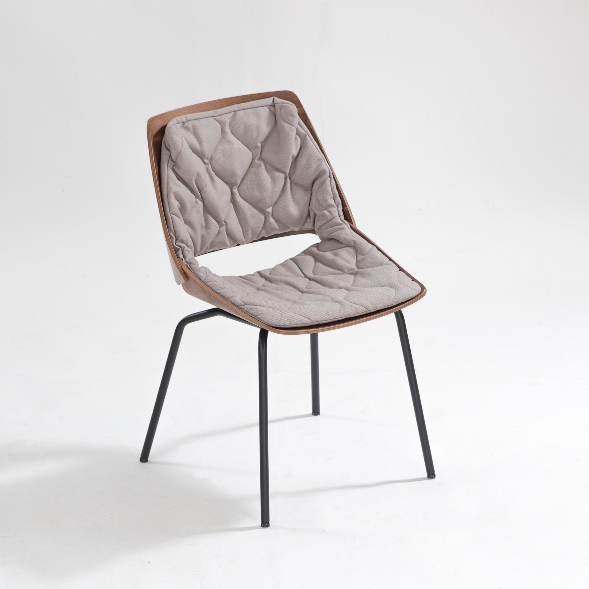 Rolf Benz 650 Walnut Dining Chair (1) with Quilted Cushion, Wood Shell Chair, Made in Germany, Luxury, Modern, Natural