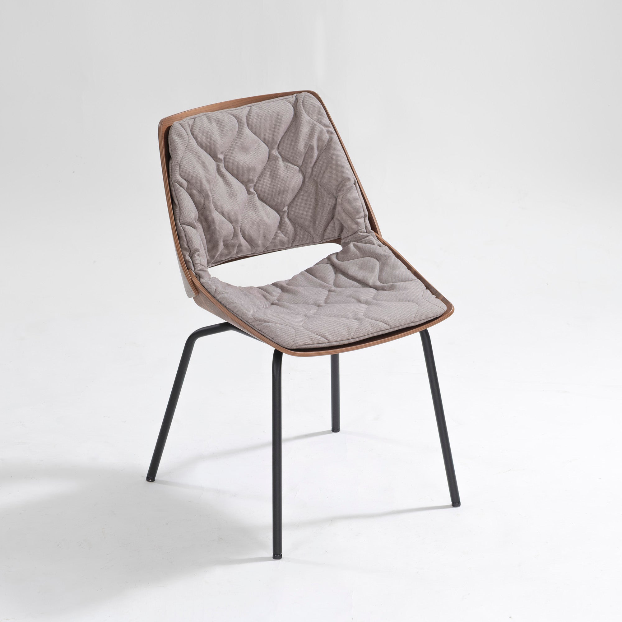 Rolf Benz 650 Walnut Dining Chair (2) with Quilted Cushion, Wood Shell Chair, Made in Germany, Luxury, Modern, Natural