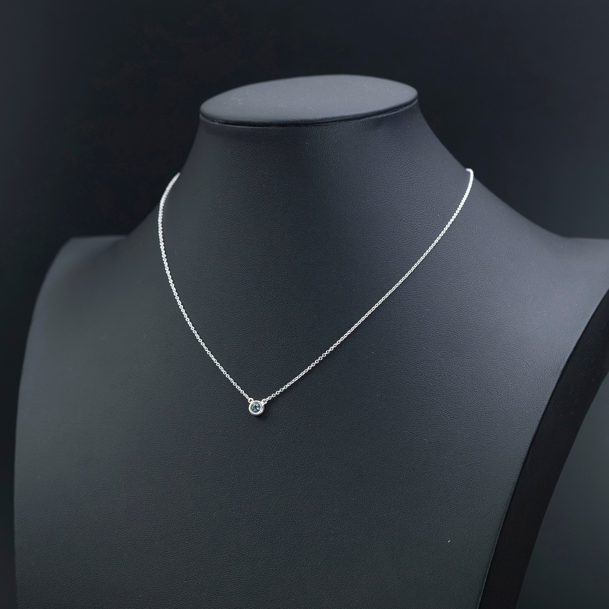 Tiffany & Co. By the Yard Necklace with Aquamarine and Silver 925, Excellent Condition, Box and Dust Bag Included