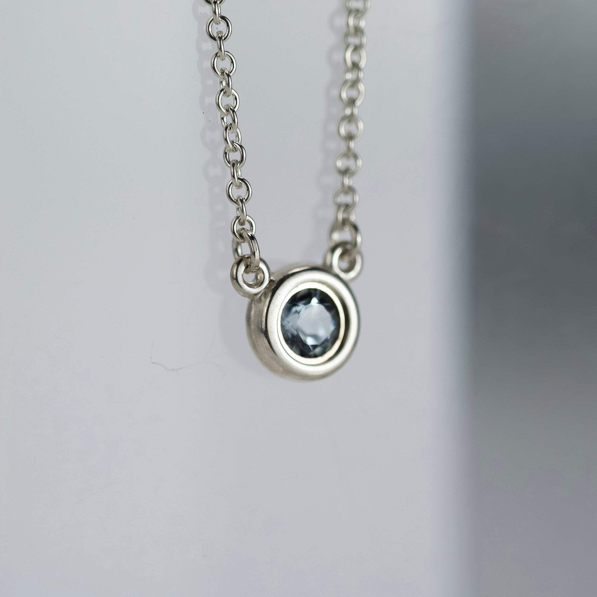Tiffany & Co. By the Yard Necklace with Aquamarine and Silver 925, Excellent Condition, Box and Dust Bag Included