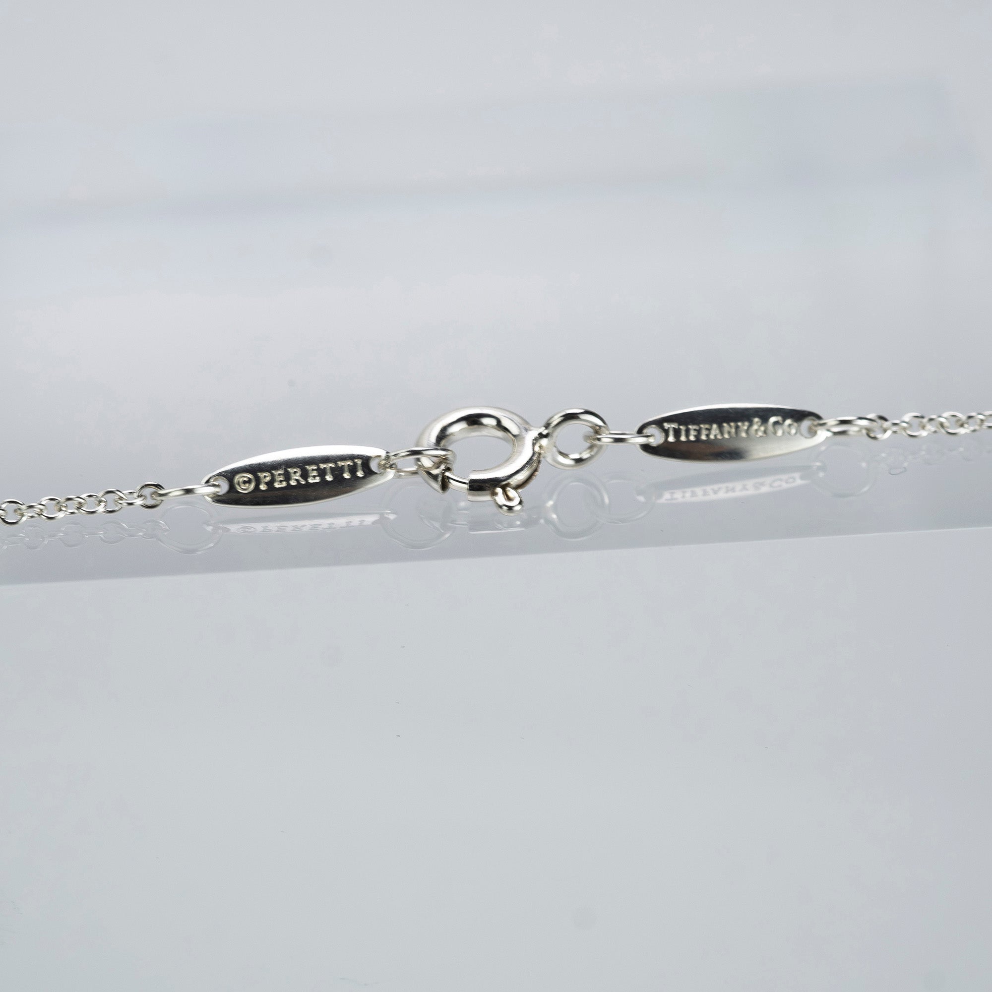 Tiffany & Co. By the Yard Necklace with Aquamarine and Silver 925, Excellent Condition, Box and Dust Bag Included