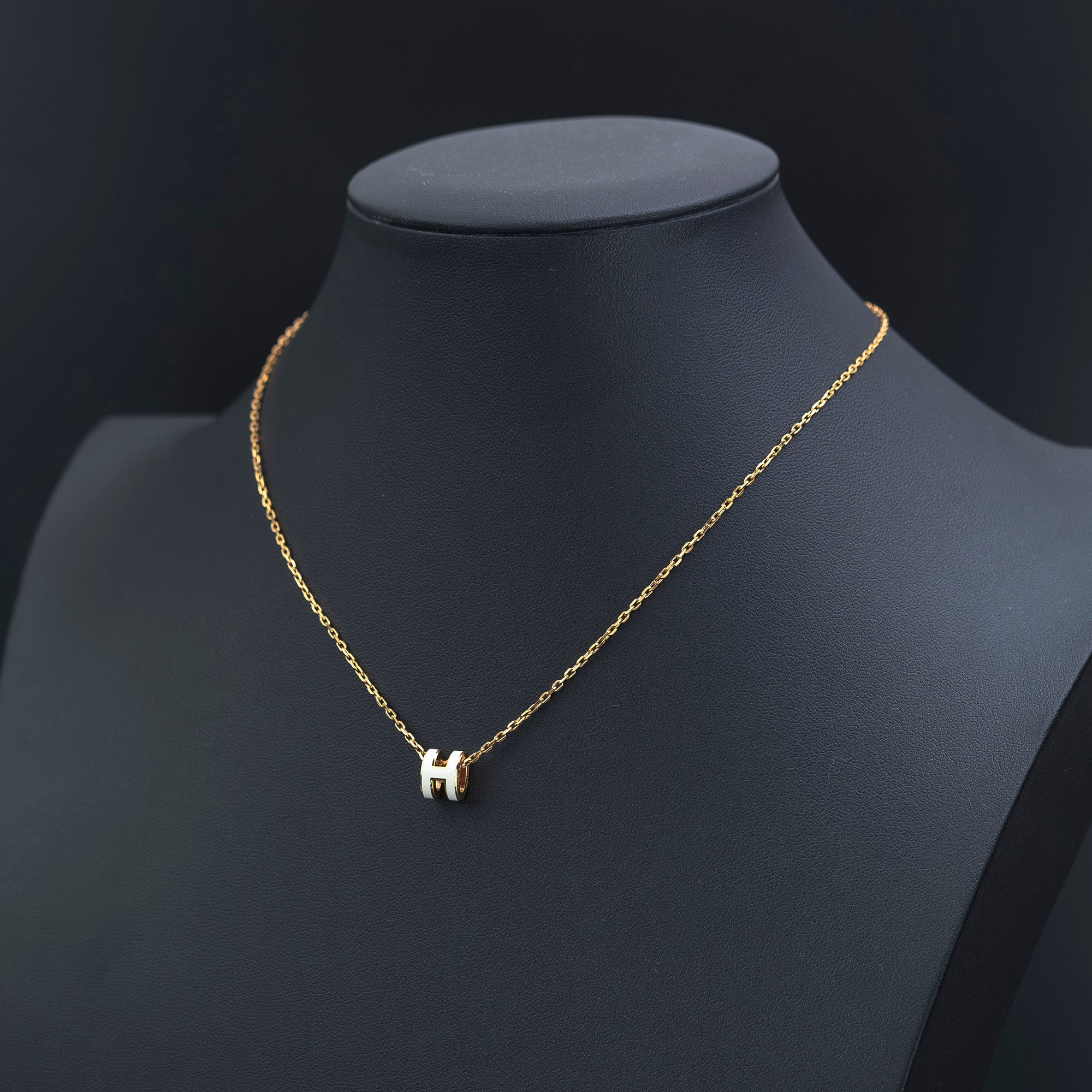 Hermès Pop H Necklace, Gold Plated and White Enamel, H Logo, Box and Dust Bag Included, Excellent Condition