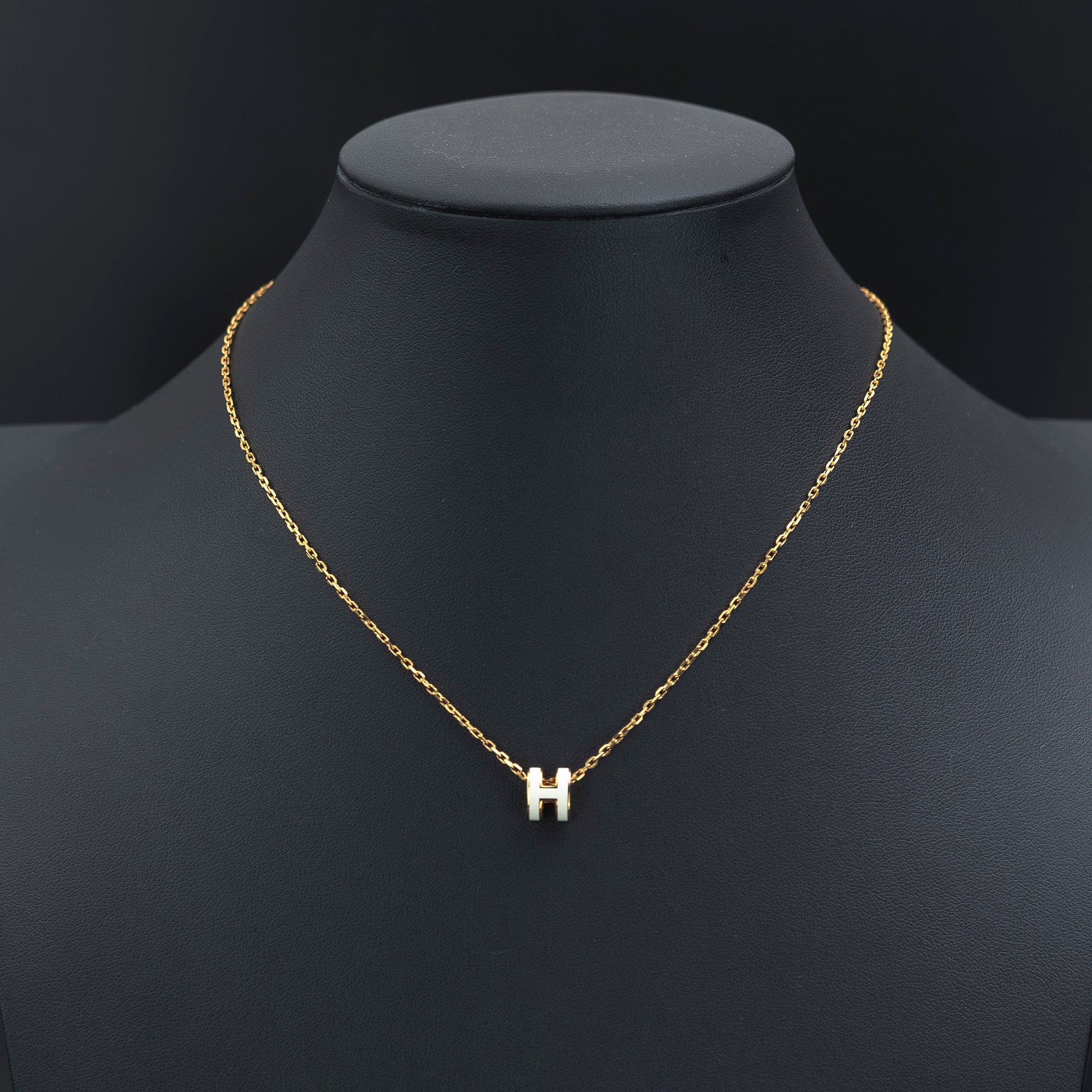 Hermès Pop H Necklace, Gold Plated and White Enamel, H Logo, Box and Dust Bag Included, Excellent Condition