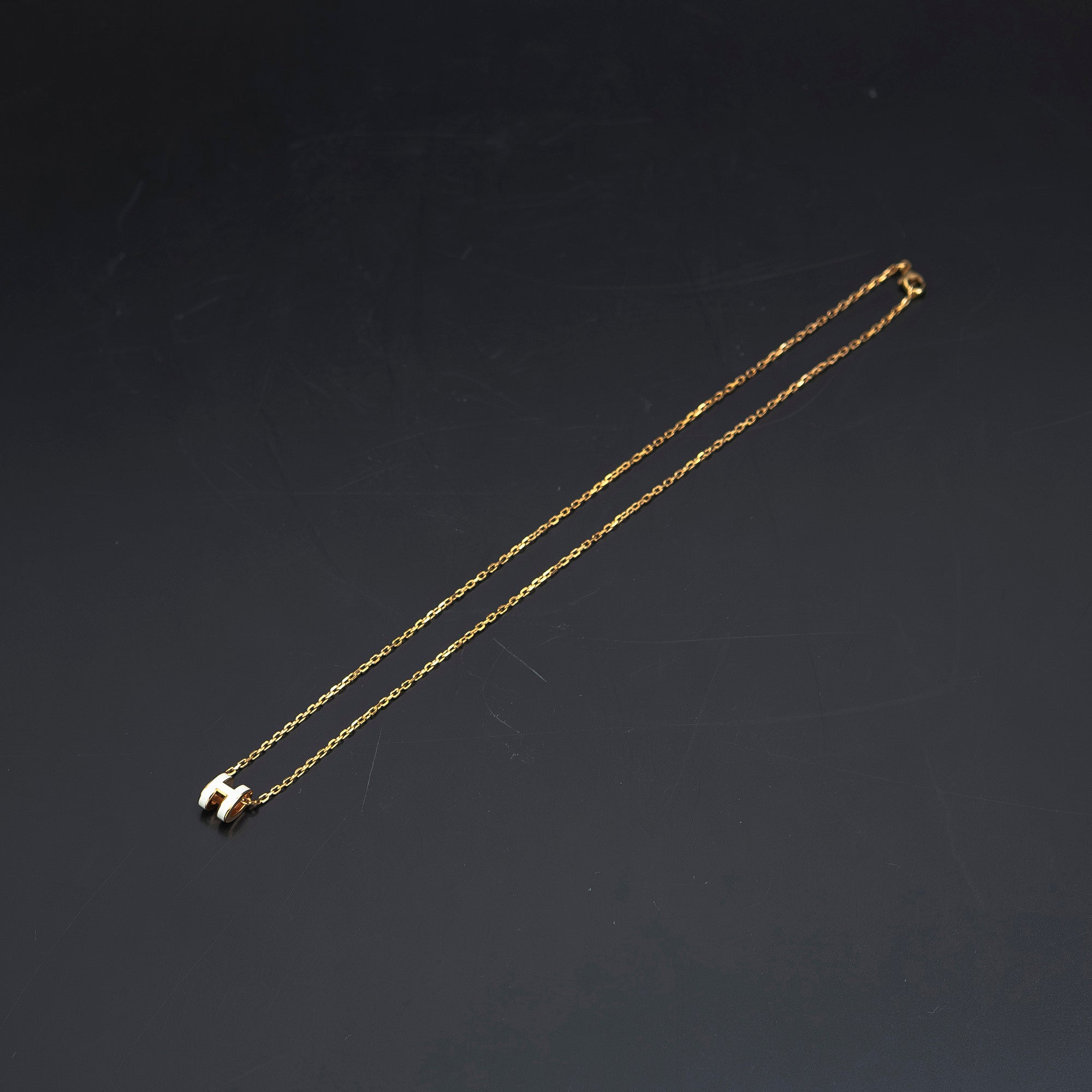 Hermès Pop H Necklace, Gold Plated and White Enamel, H Logo, Box and Dust Bag Included, Excellent Condition