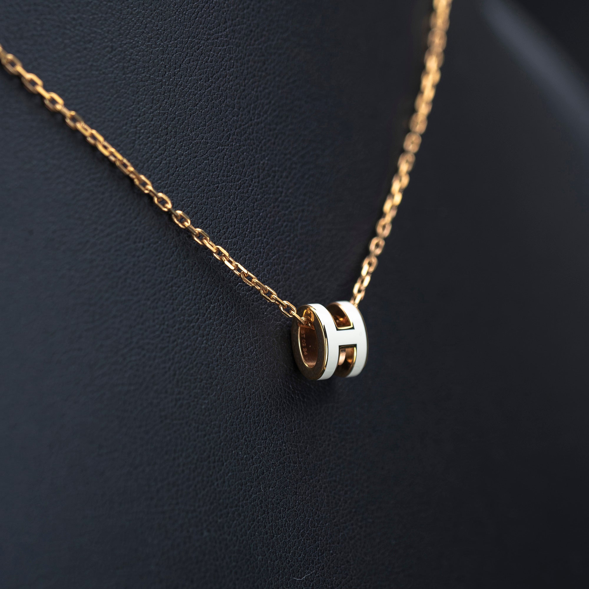 Hermès Pop H Necklace, Gold Plated and White Enamel, H Logo, Box and Dust Bag Included, Excellent Condition