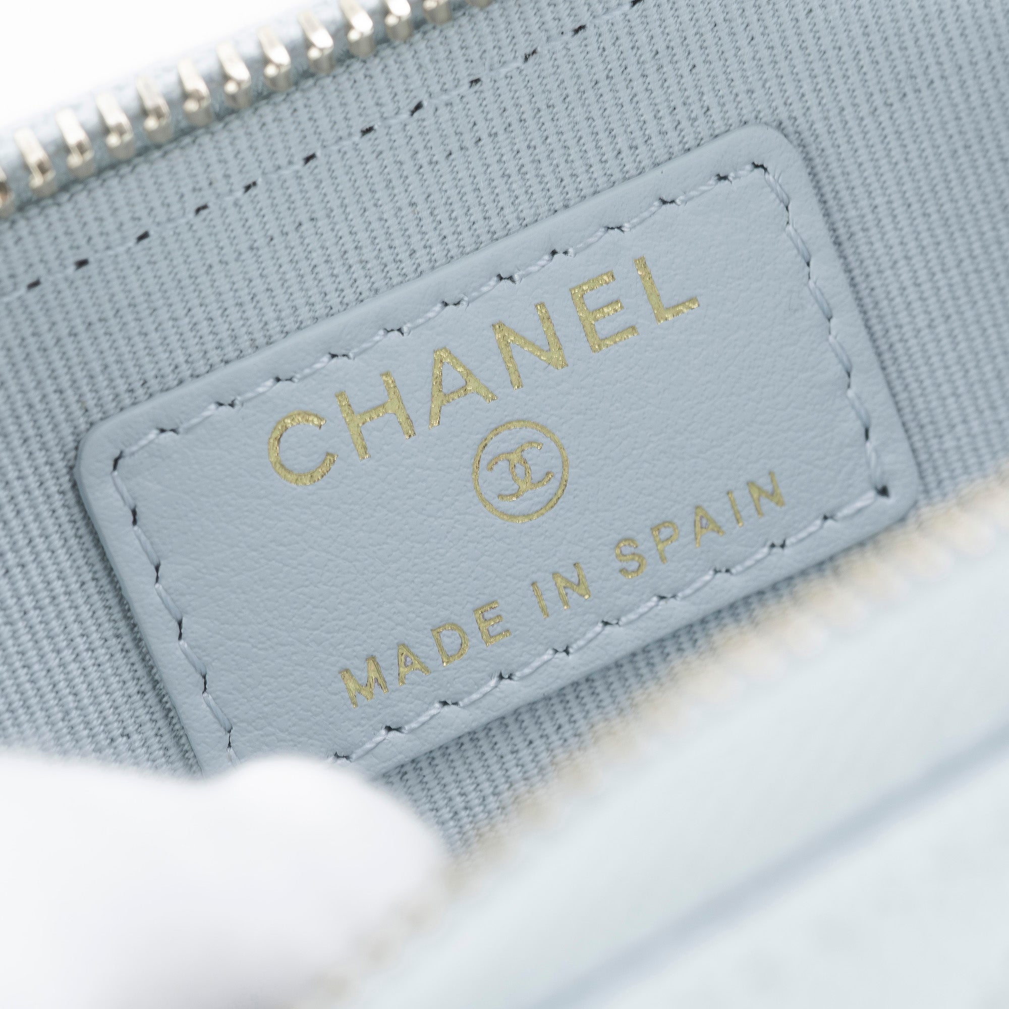 Chanel Matelasse Coco Mark Caviar Leather Coin Case/Card Case, Light Blue, Excellent Condition, Box and Dust Bag Included
