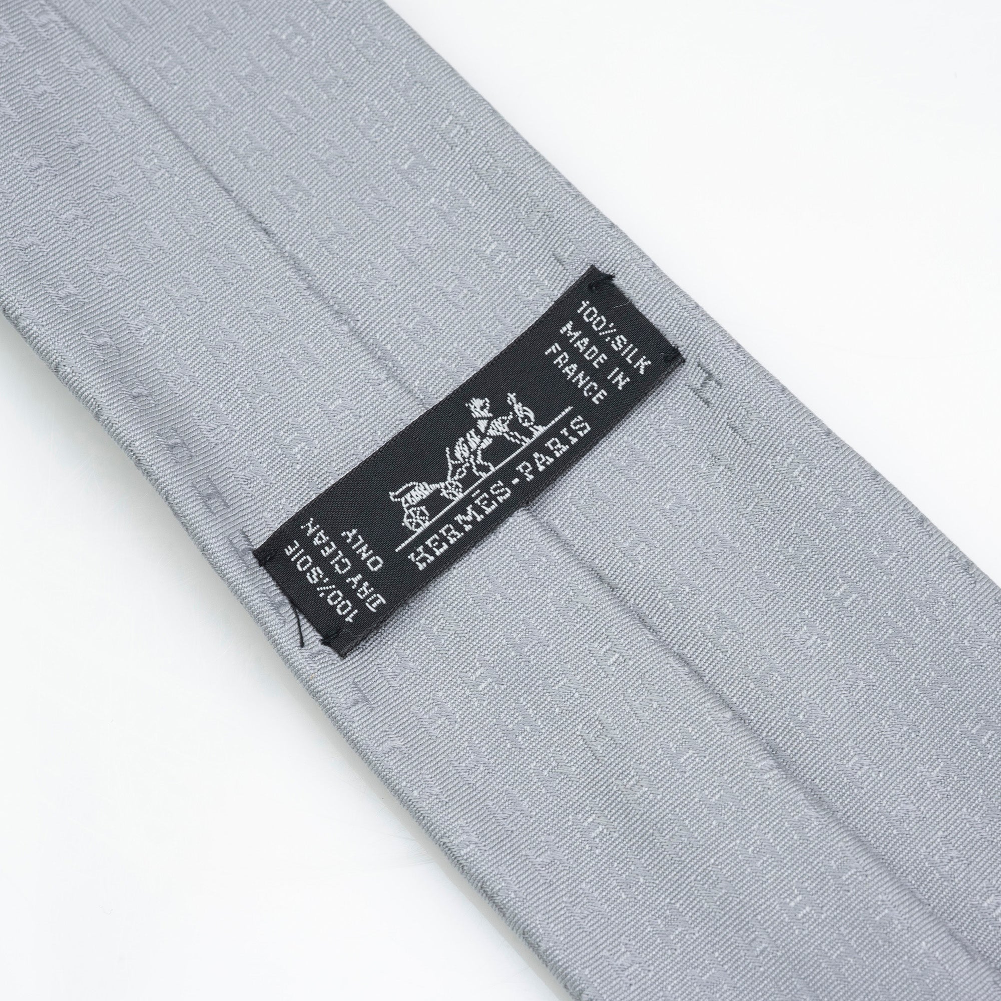 Hermès 100% Silk Tie with H Logo, Gray, Luxury Brand, Men's, Business, Formal