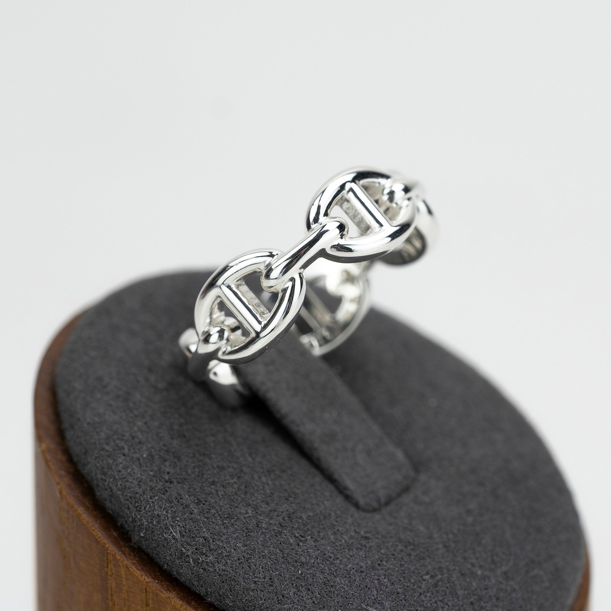 Hermès Chaine d'Ancre Enchaine Ring, 55cm, Sterling Silver, Size 15, Approx. 6.1g, Men's/Women's Accessory, Excellent Condition, Box Included