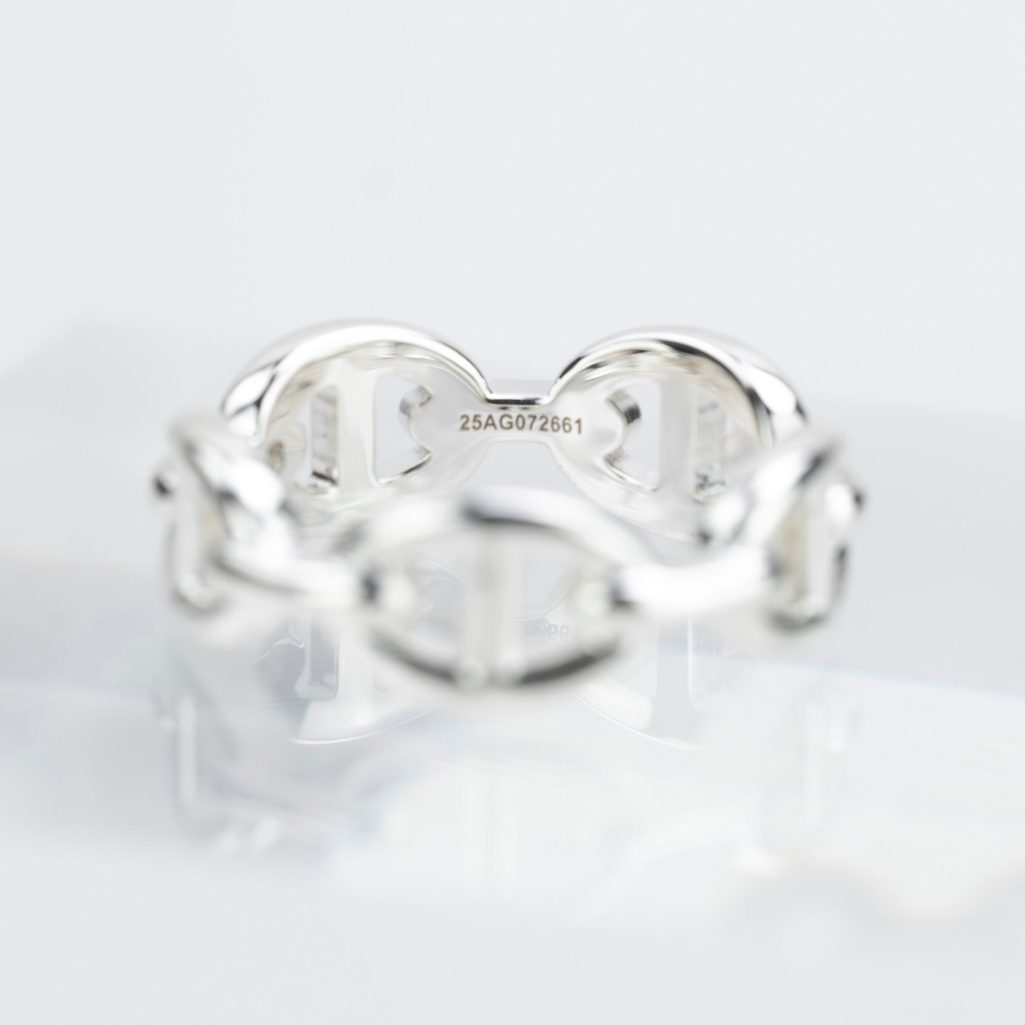 Hermès Chaine d'Ancre Enchaine Ring, 55cm, Sterling Silver, Size 15, Approx. 6.1g, Men's/Women's Accessory, Excellent Condition, Box Included