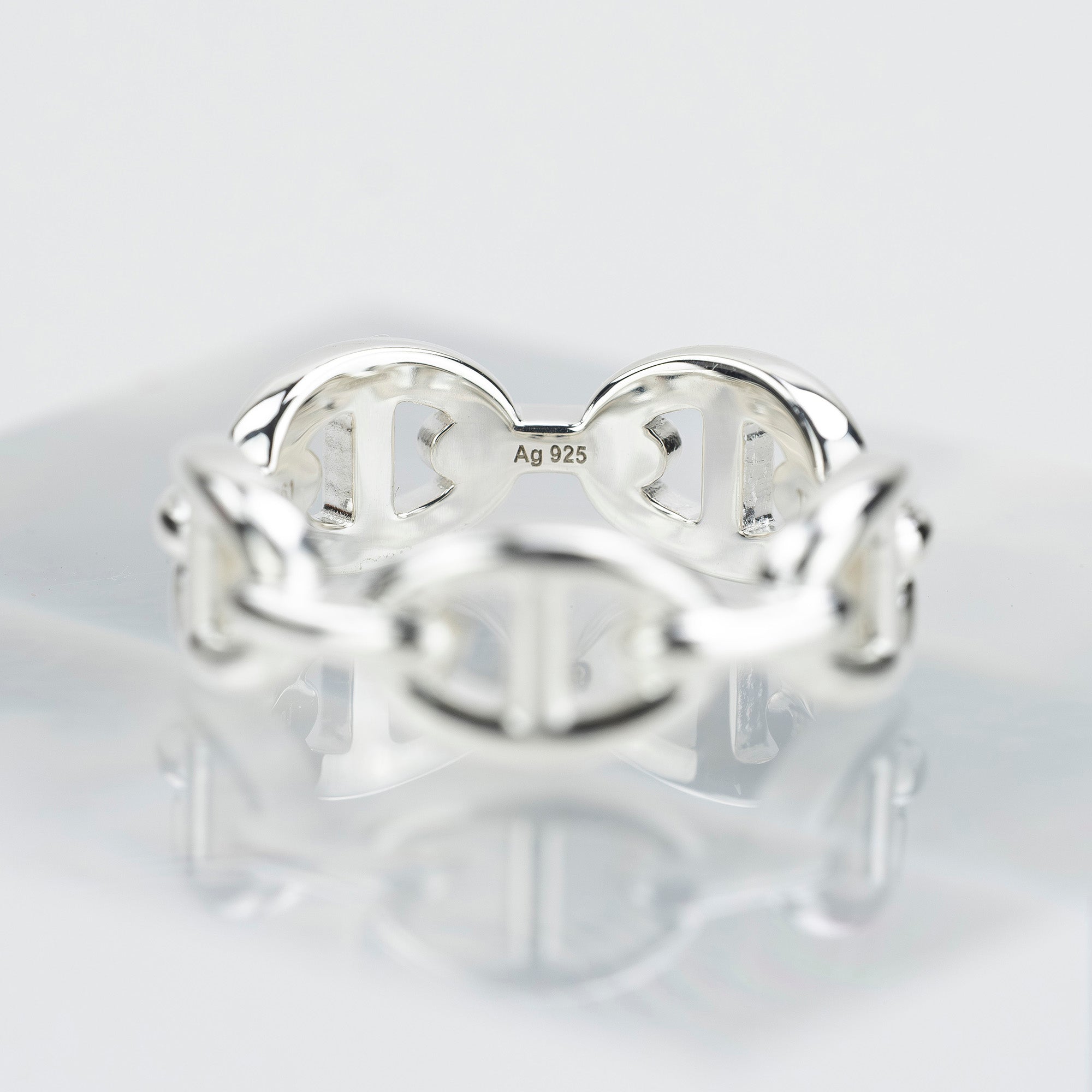 Hermès Chaine d'Ancre Enchaine Ring, 55cm, Sterling Silver, Size 15, Approx. 6.1g, Men's/Women's Accessory, Excellent Condition, Box Included