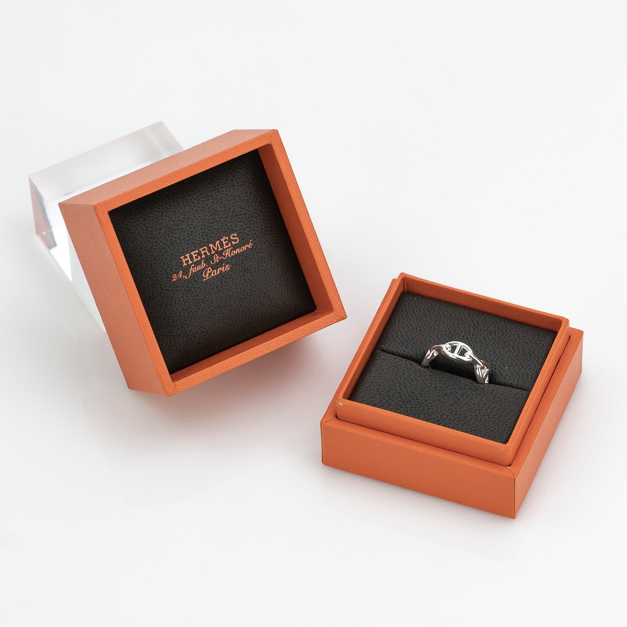 Hermès Chaine d'Ancre Enchaine Ring, 55cm, Sterling Silver, Size 15, Approx. 6.1g, Men's/Women's Accessory, Excellent Condition, Box Included