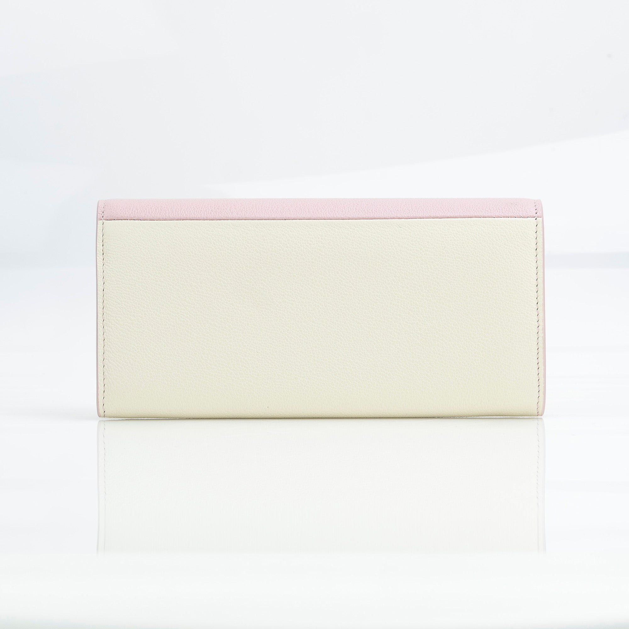 BVLGARI Women's Two-Tone Pink and White Leather Flap Wallet with Logo Clip (Excellent Condition, Box Included)
