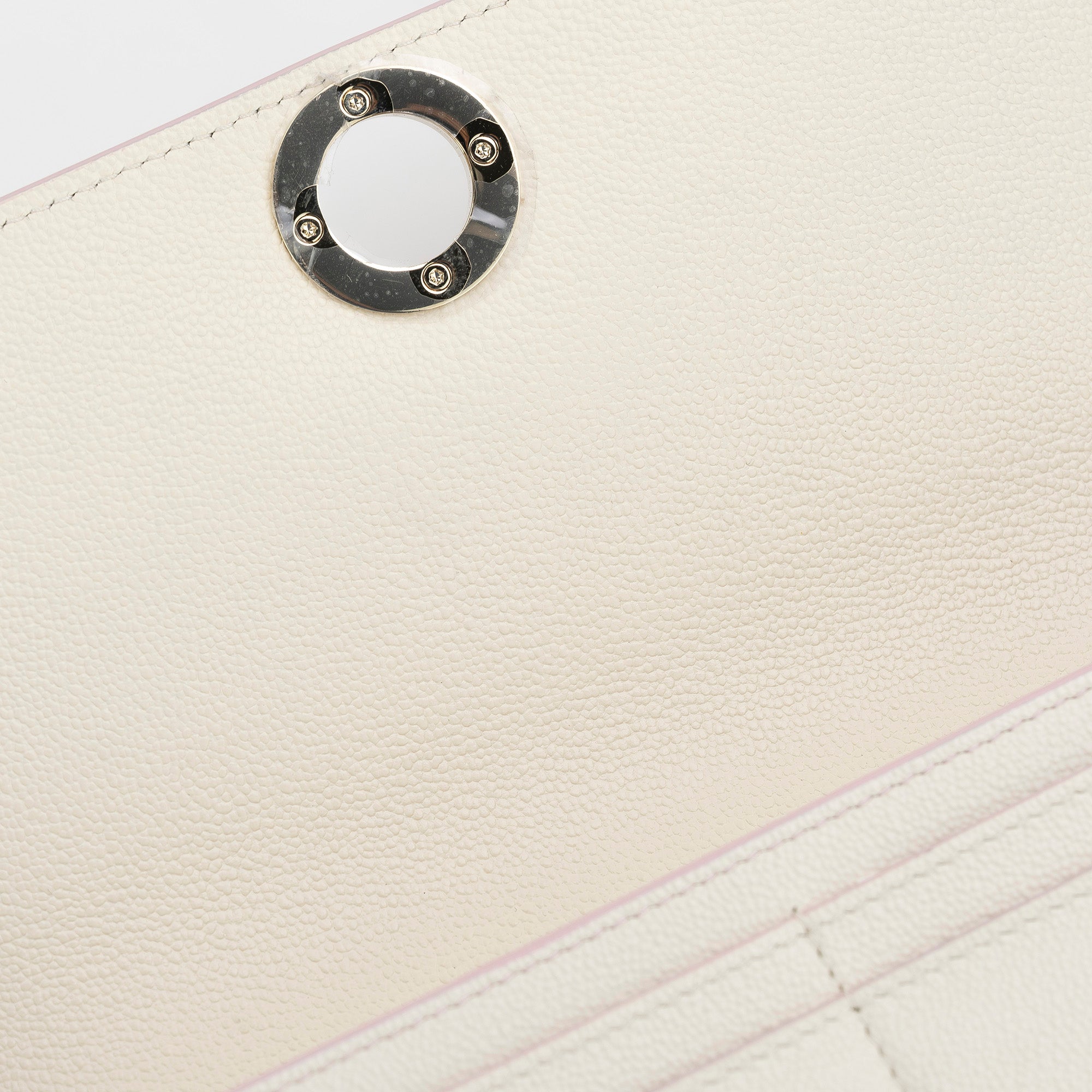 BVLGARI Women's Two-Tone Pink and White Leather Flap Wallet with Logo Clip (Excellent Condition, Box Included)