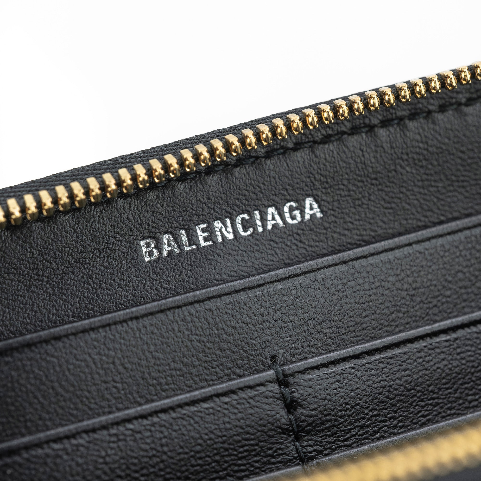 Balenciaga Cache Continental Logo Zip-Around Long Wallet, Men's, Black Leather, 594290 (Excellent Condition, Includes Accessories)