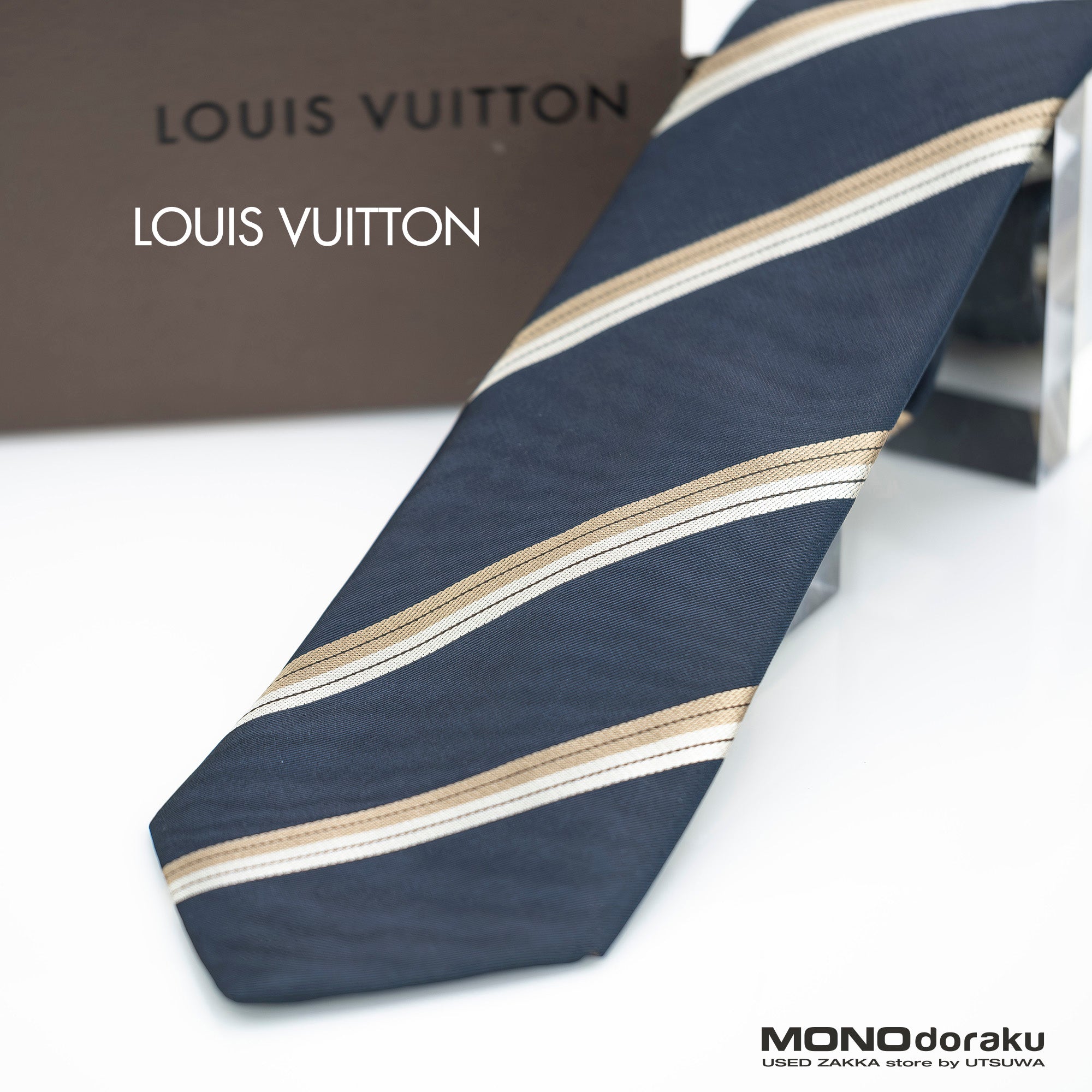 LOUIS VUITTON (ルイヴィトン) Monogram Classic Stripes モノグラム ストライプ ネクタイ ネイビー M79897 LOUIS VUITTON ルイヴィトン ネイビー ストライプ ネクタイ