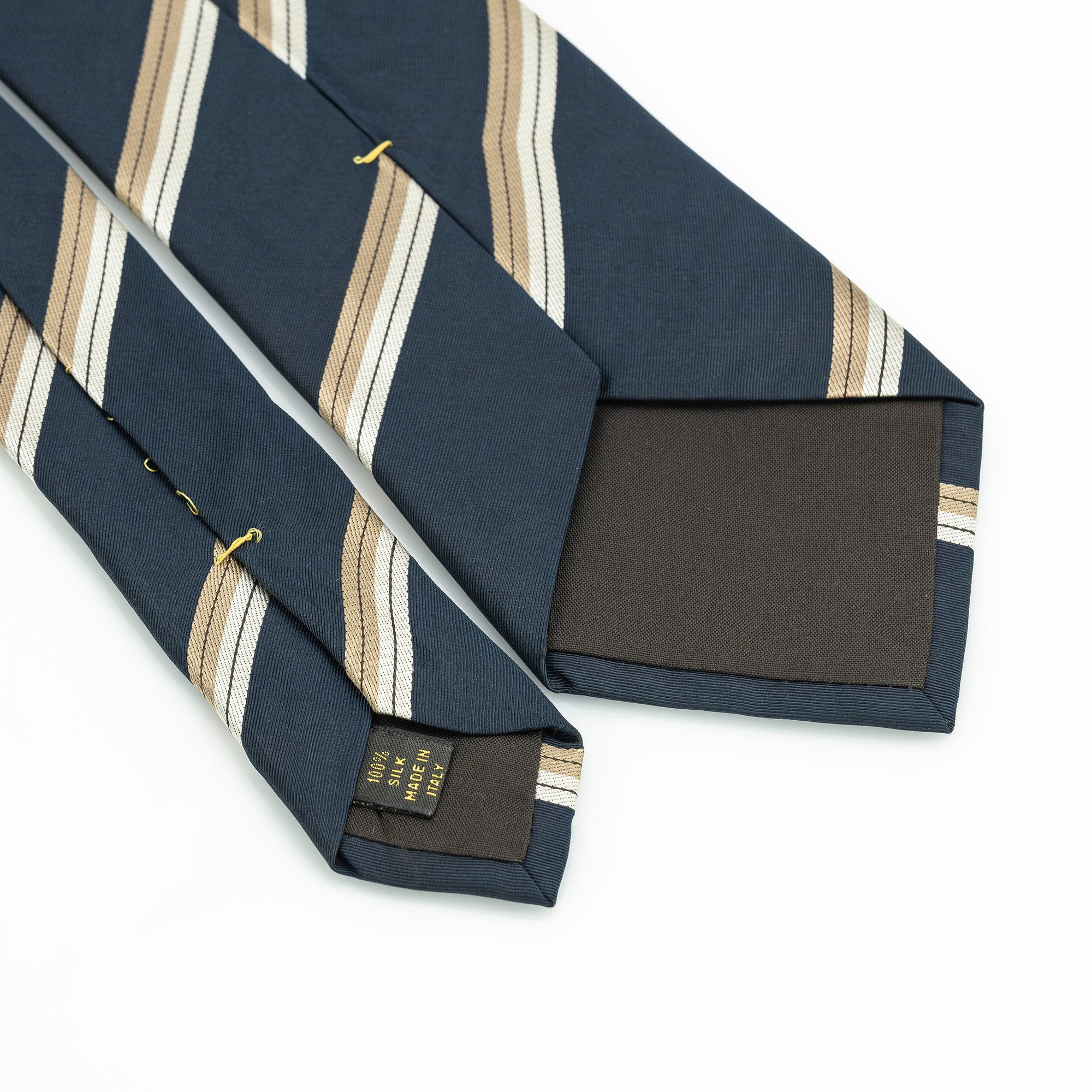 Louis Vuitton tie, 100% silk, striped pattern, navy and gold