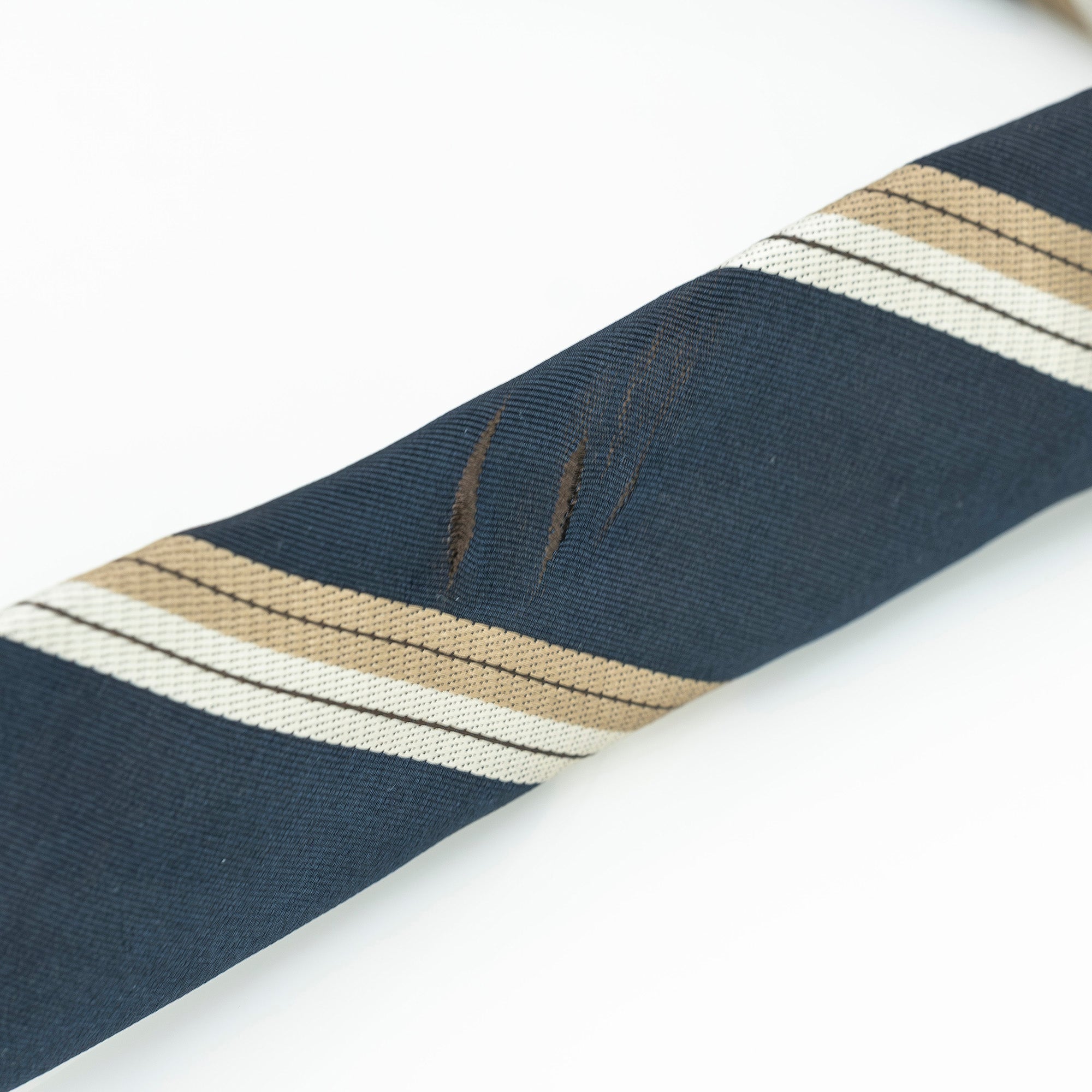 Louis Vuitton tie, 100% silk, striped pattern, navy and gold