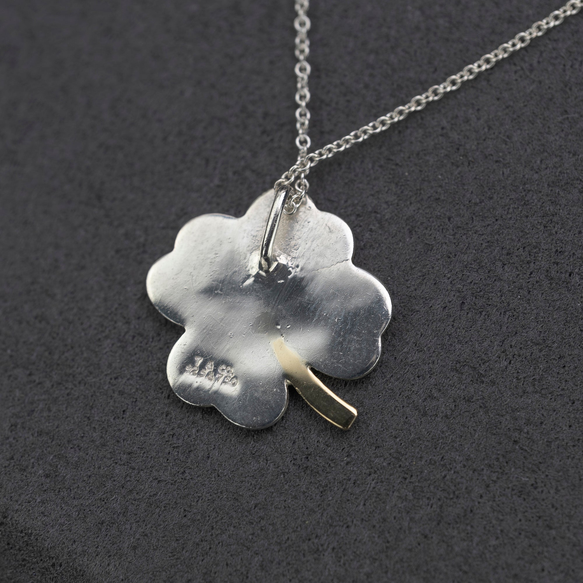 Tiffany & Co. Four-Leaf Clover Necklace, Sterling Silver 925 x 18K Gold, Pendant, Women's, Lucky Charm.